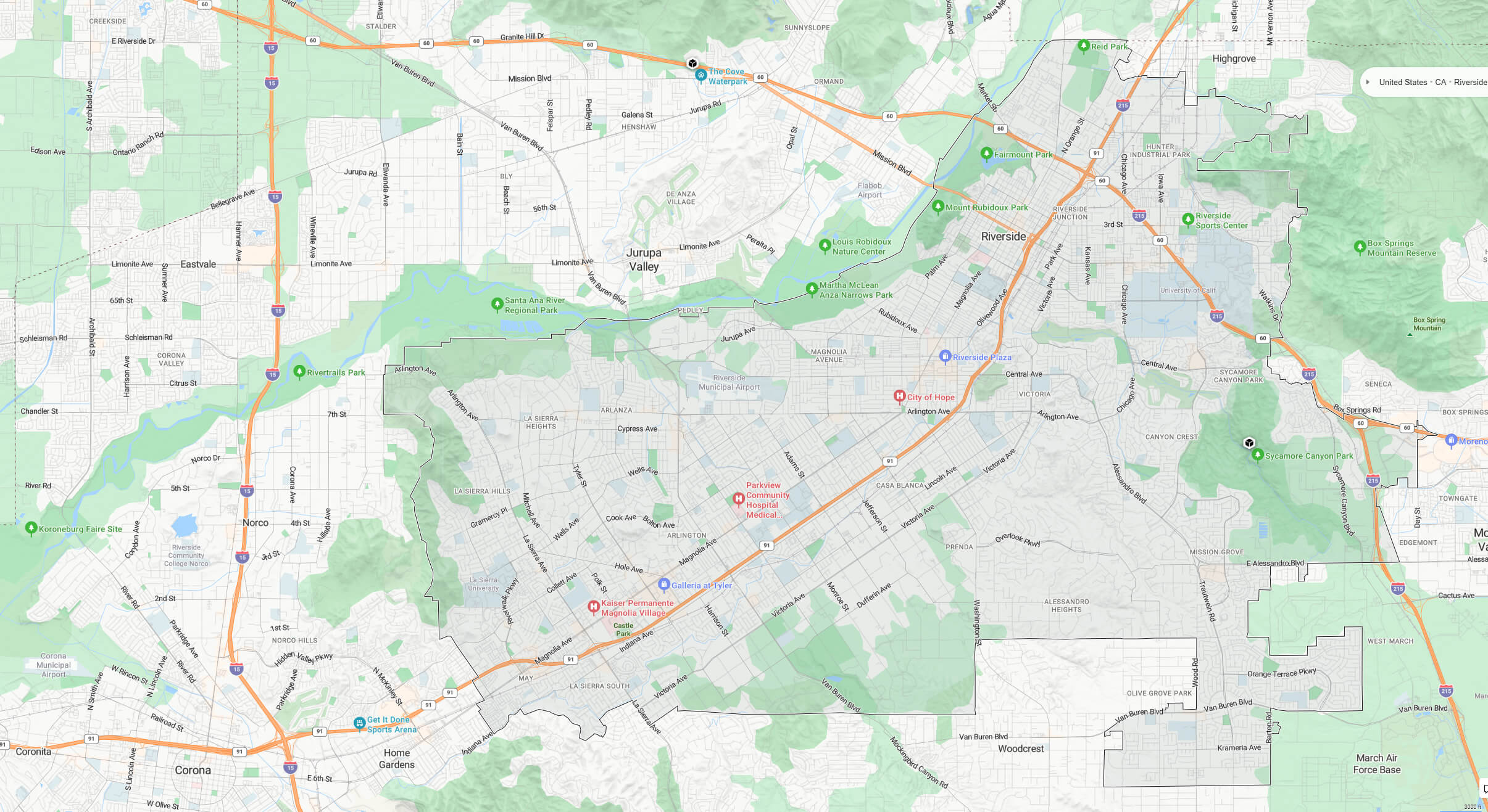 Riverside map