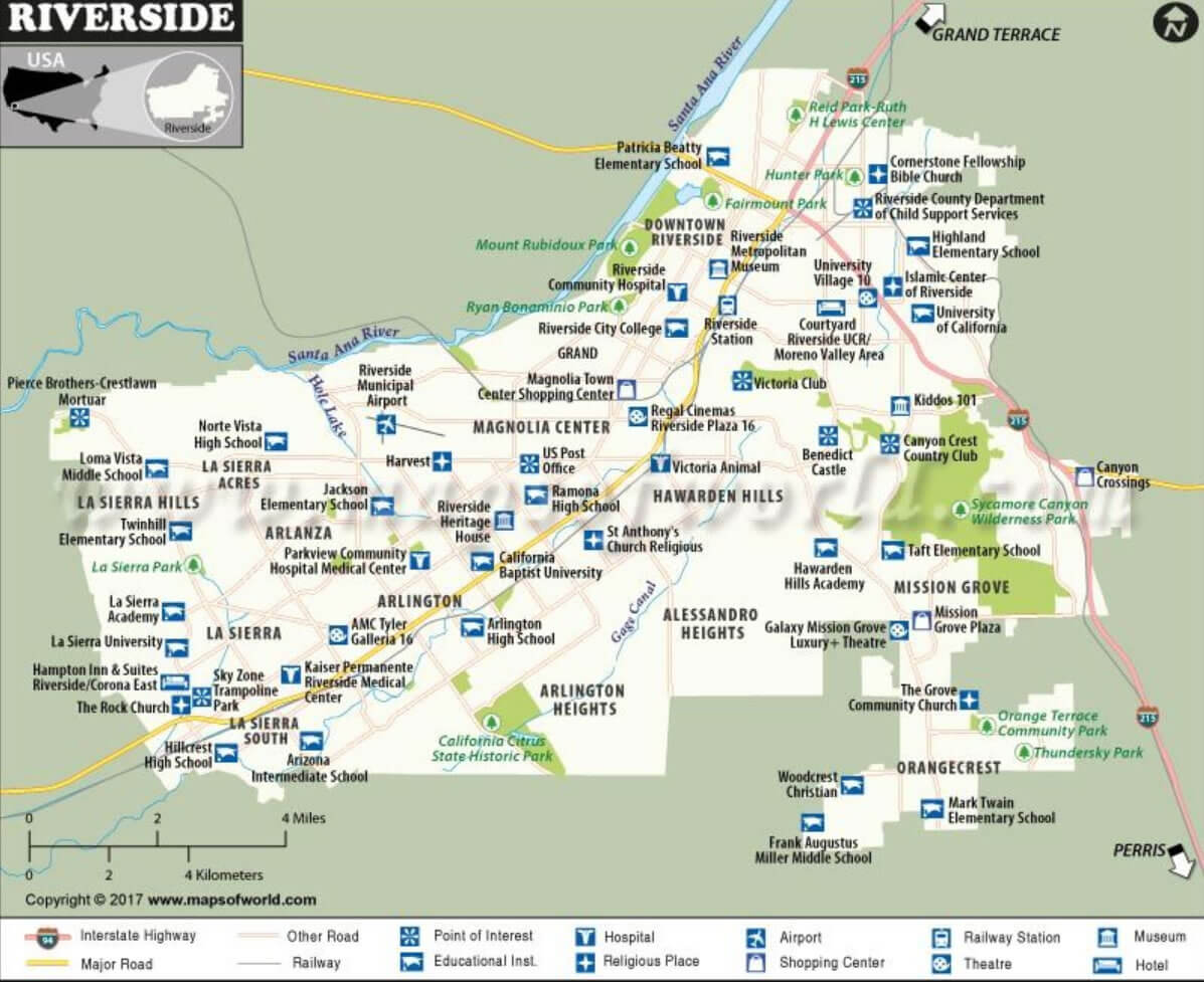 Riverside municipality map California