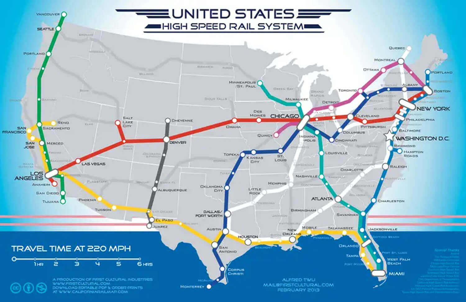 California Road Map 27 United States high-speed rail network Map showcasing routes and major cities