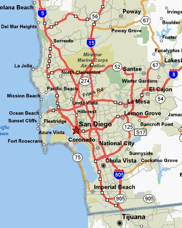 San Diego city Map CA