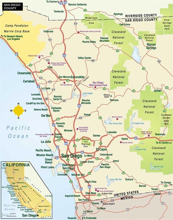 San Diego county map