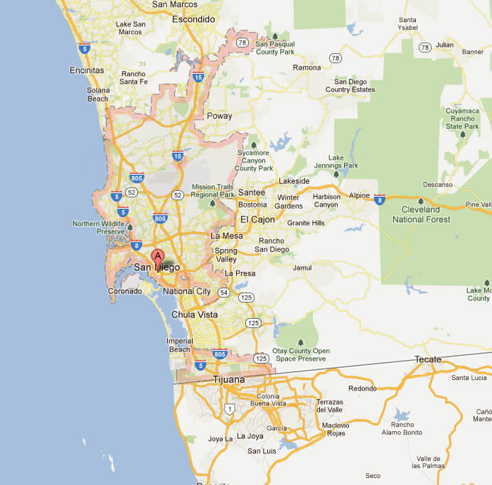 San Diego Map city boundary