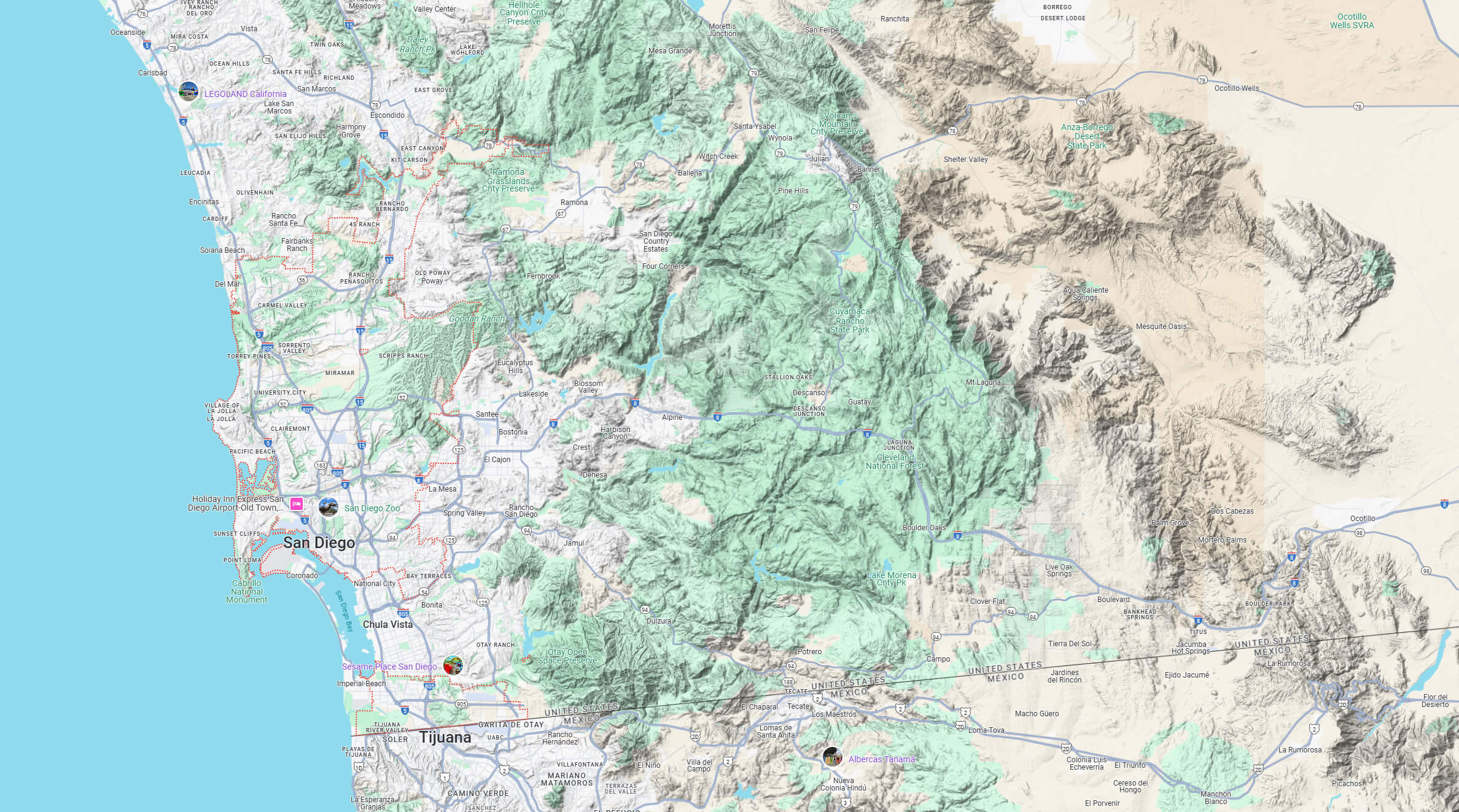 San Diego terrian map