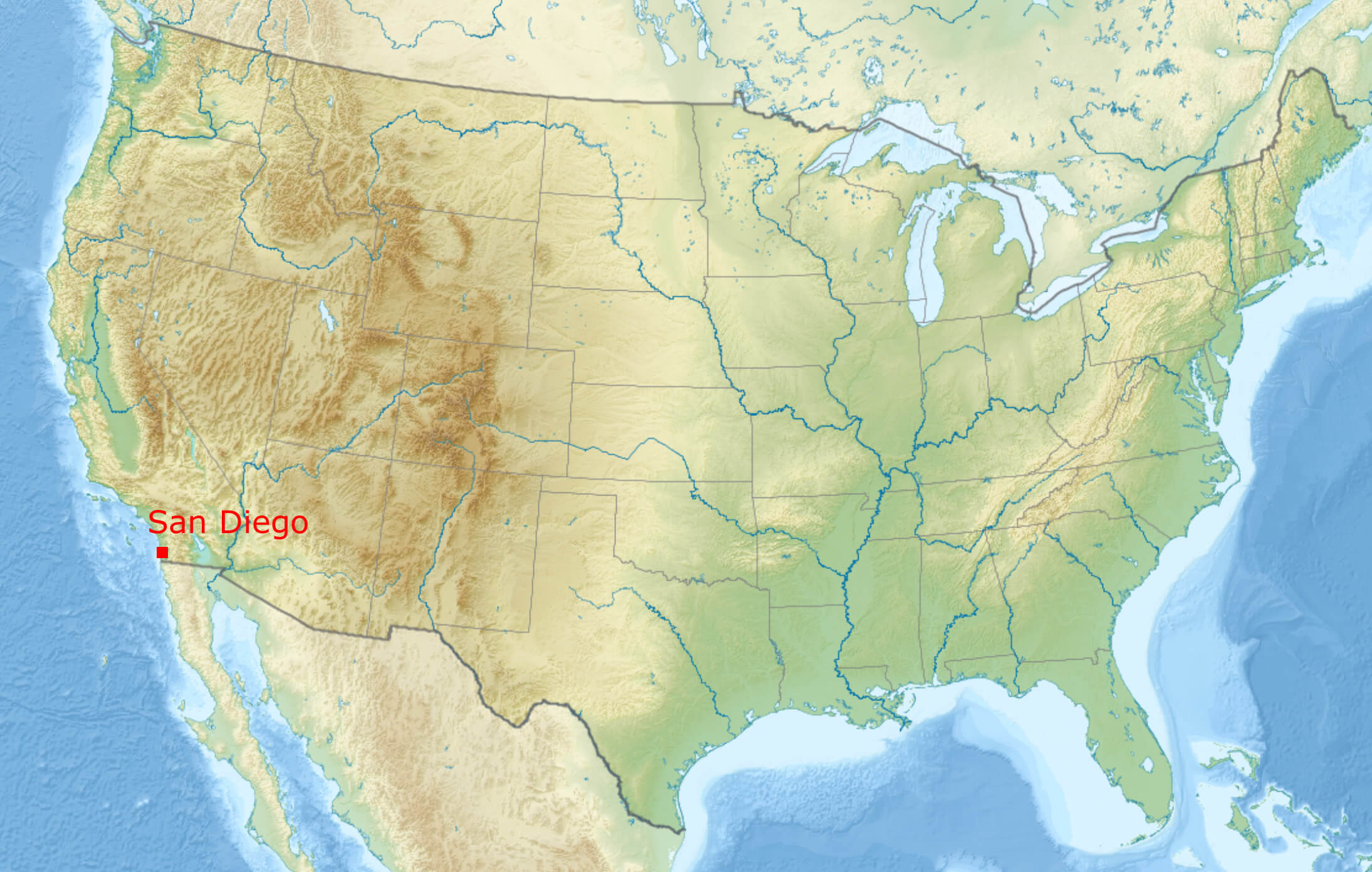 Where is San Diego on the US map