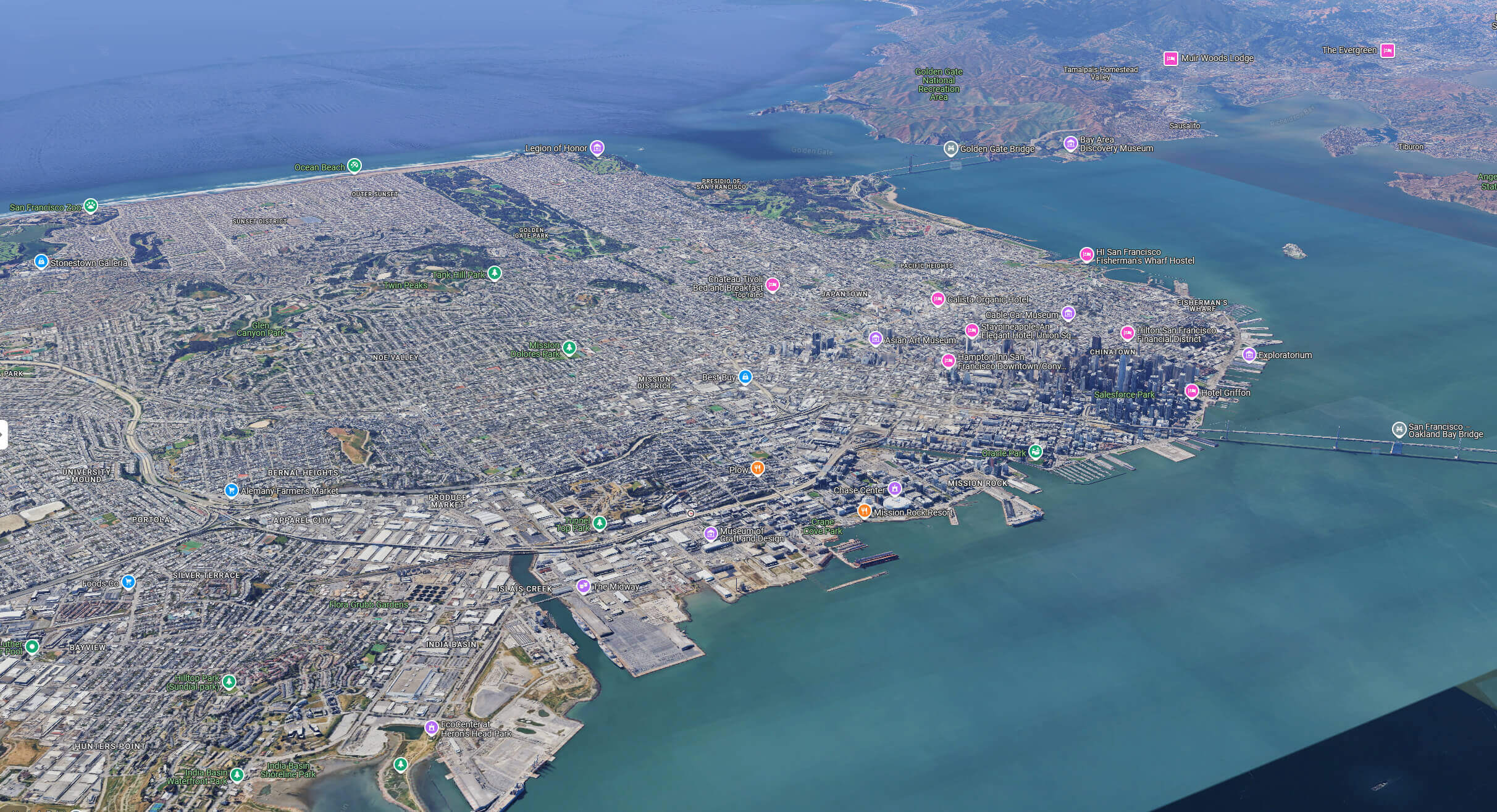 San Francisco aerial view map