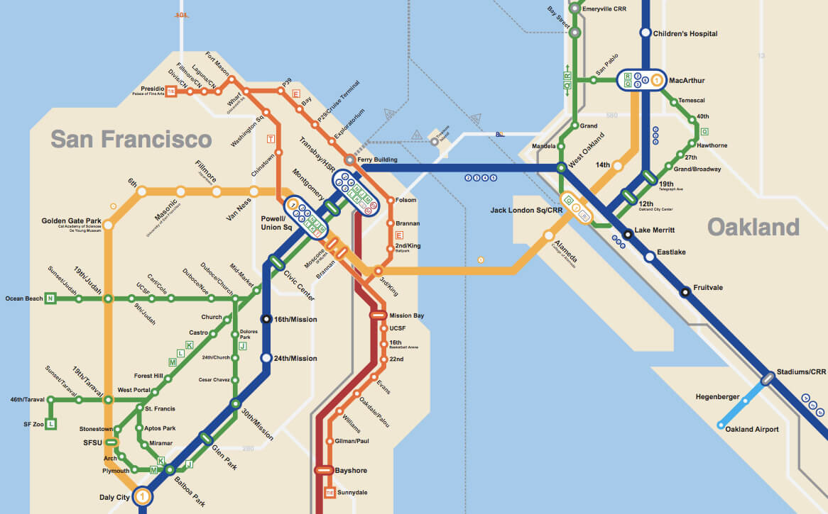 San Francisco bay area bart metro map
