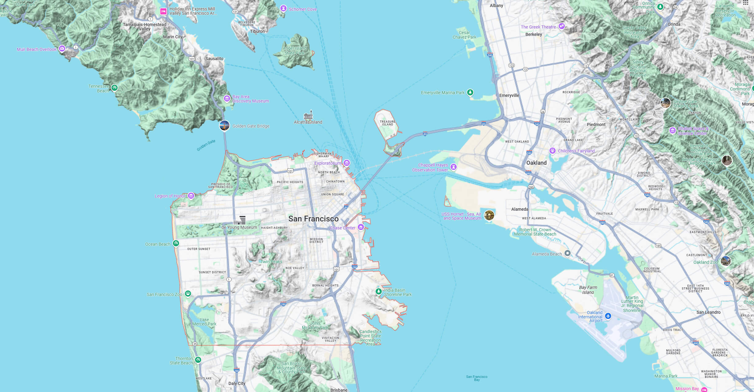 San Francisco bay area terrain map