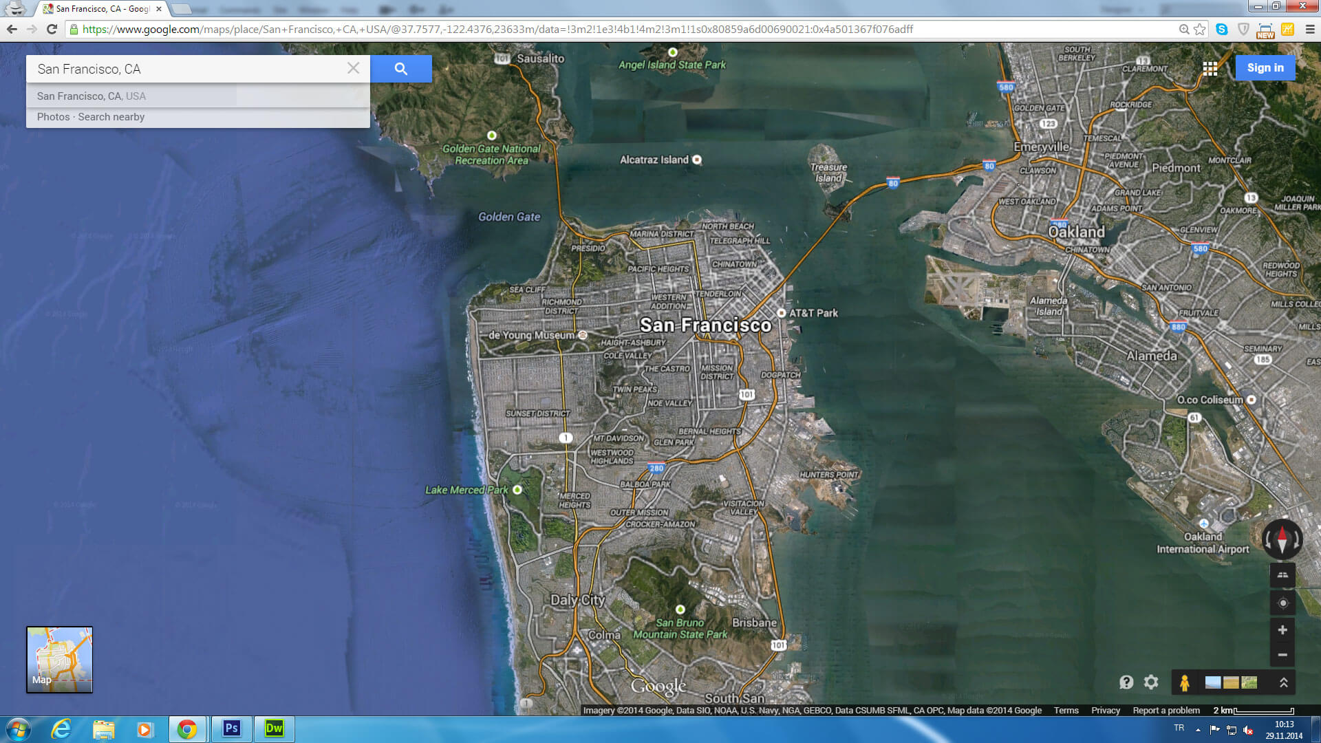San Francisco Map California us satellite