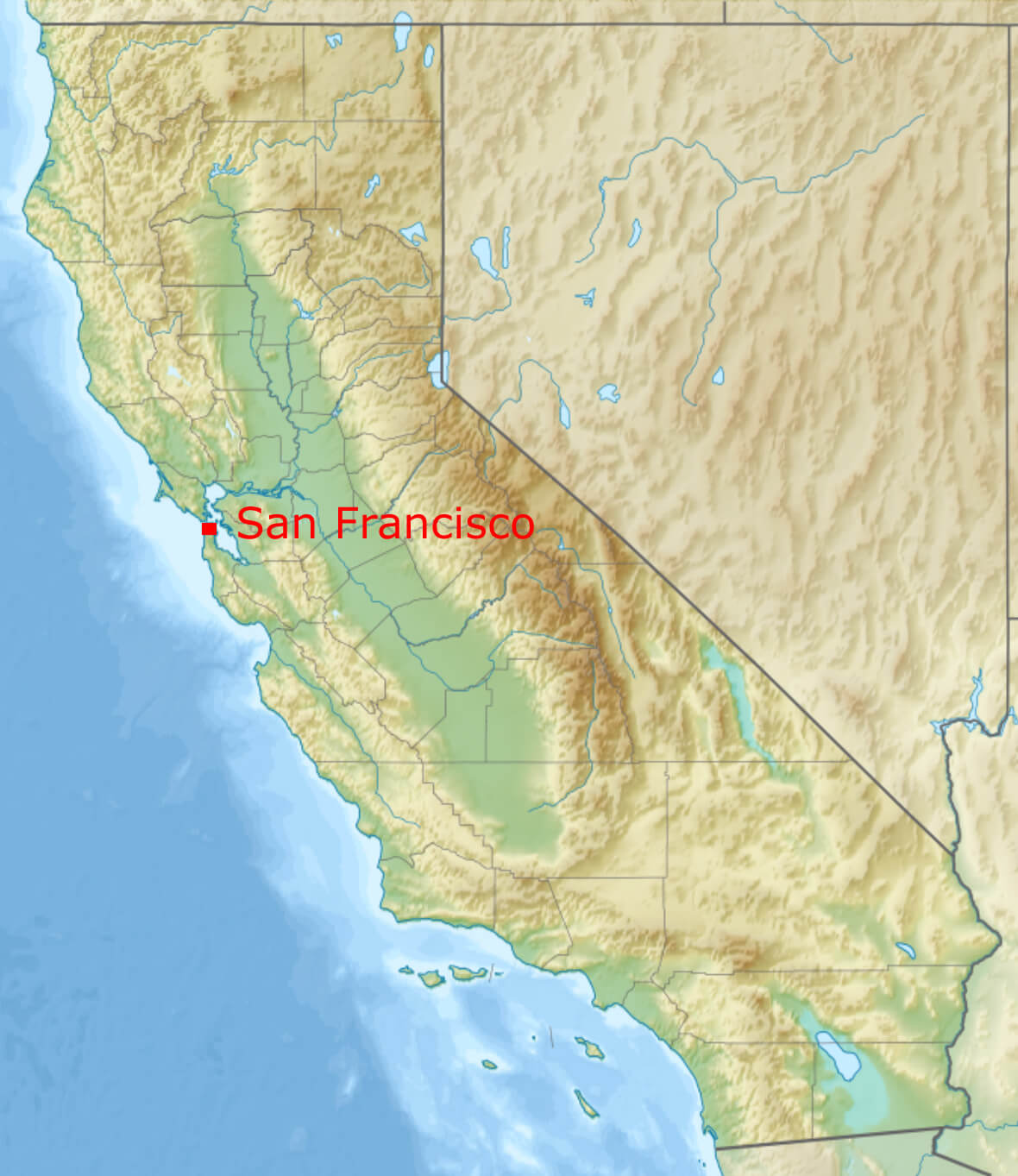 Where is San Francisco on California map