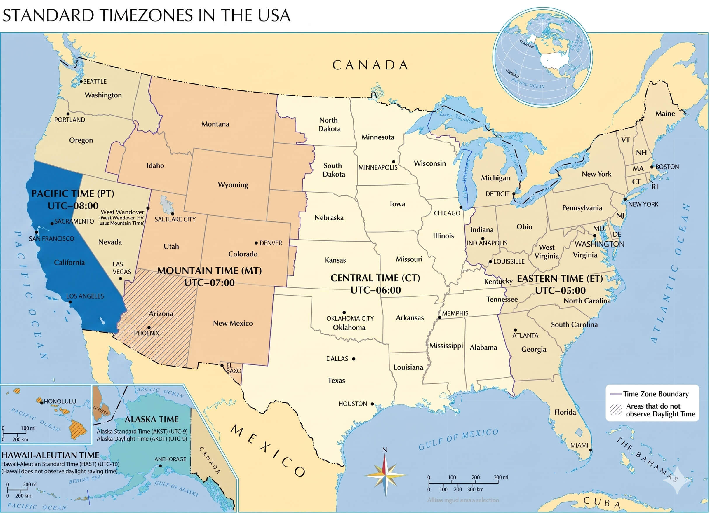 California time zone map
