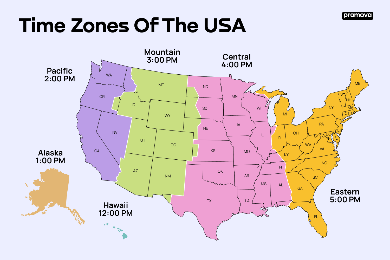 California time zones map of the USA