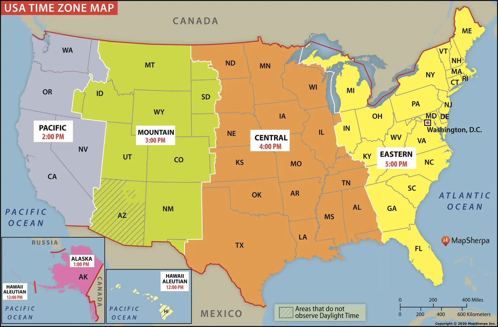 Time zone map of California