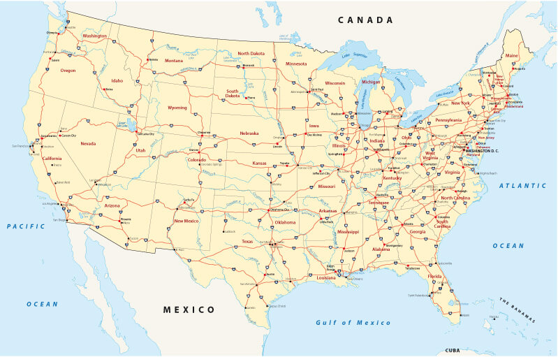 United States Capitals Map 32 United States interstate maps with state capitals