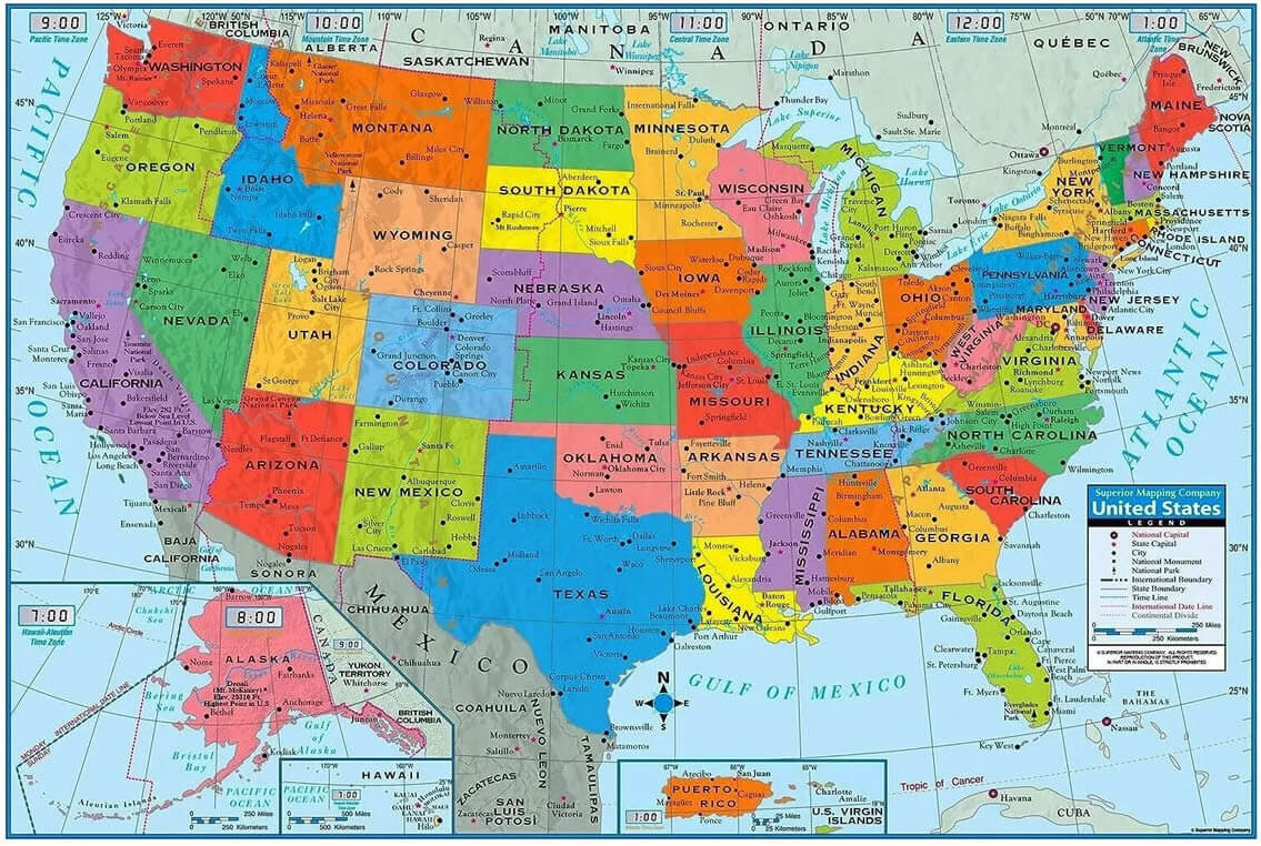 United States main cities map