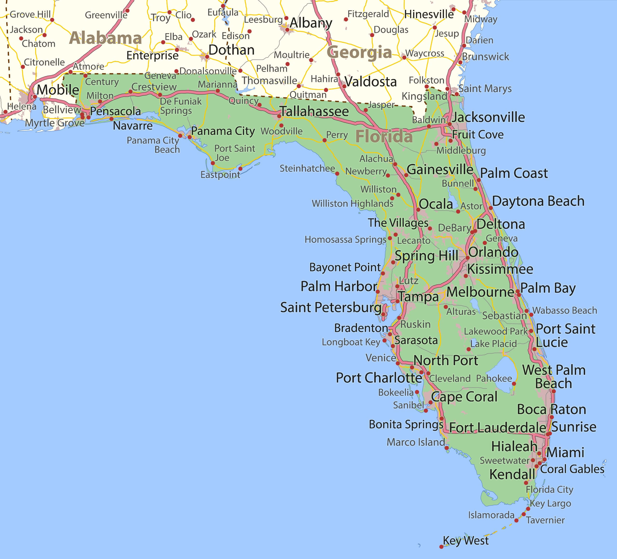 Florida map cities