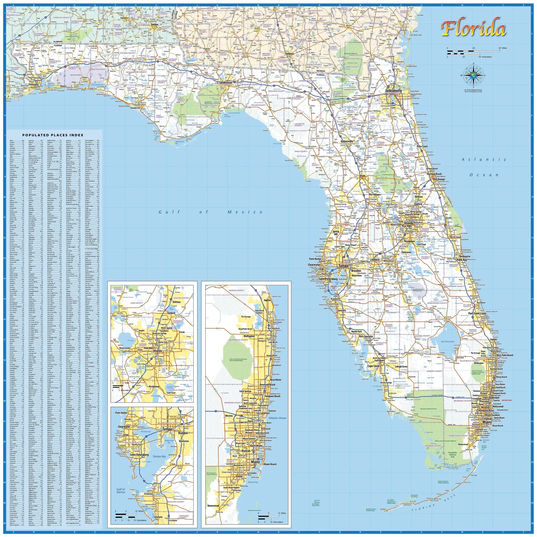 Florida populated places map