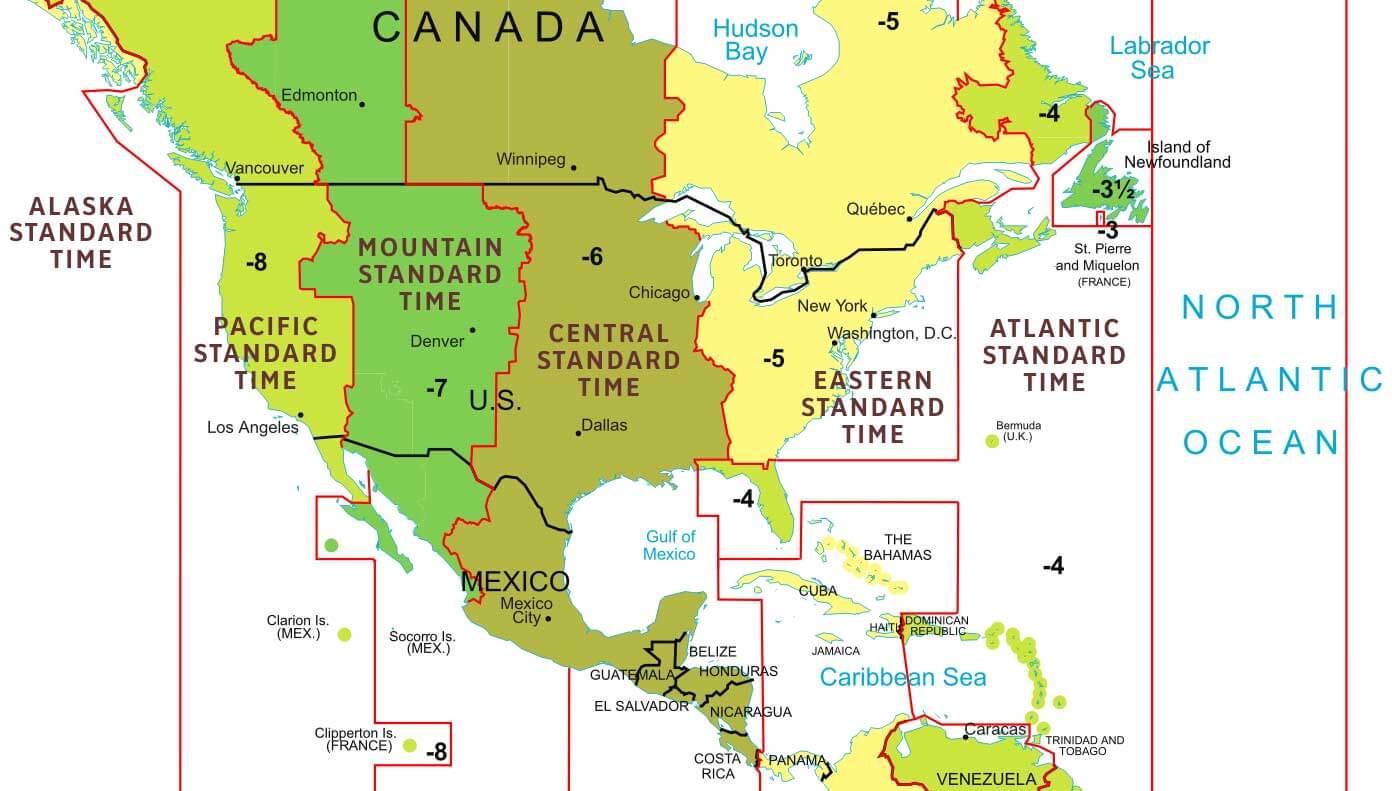 Day light savings and time zone map US and Florida