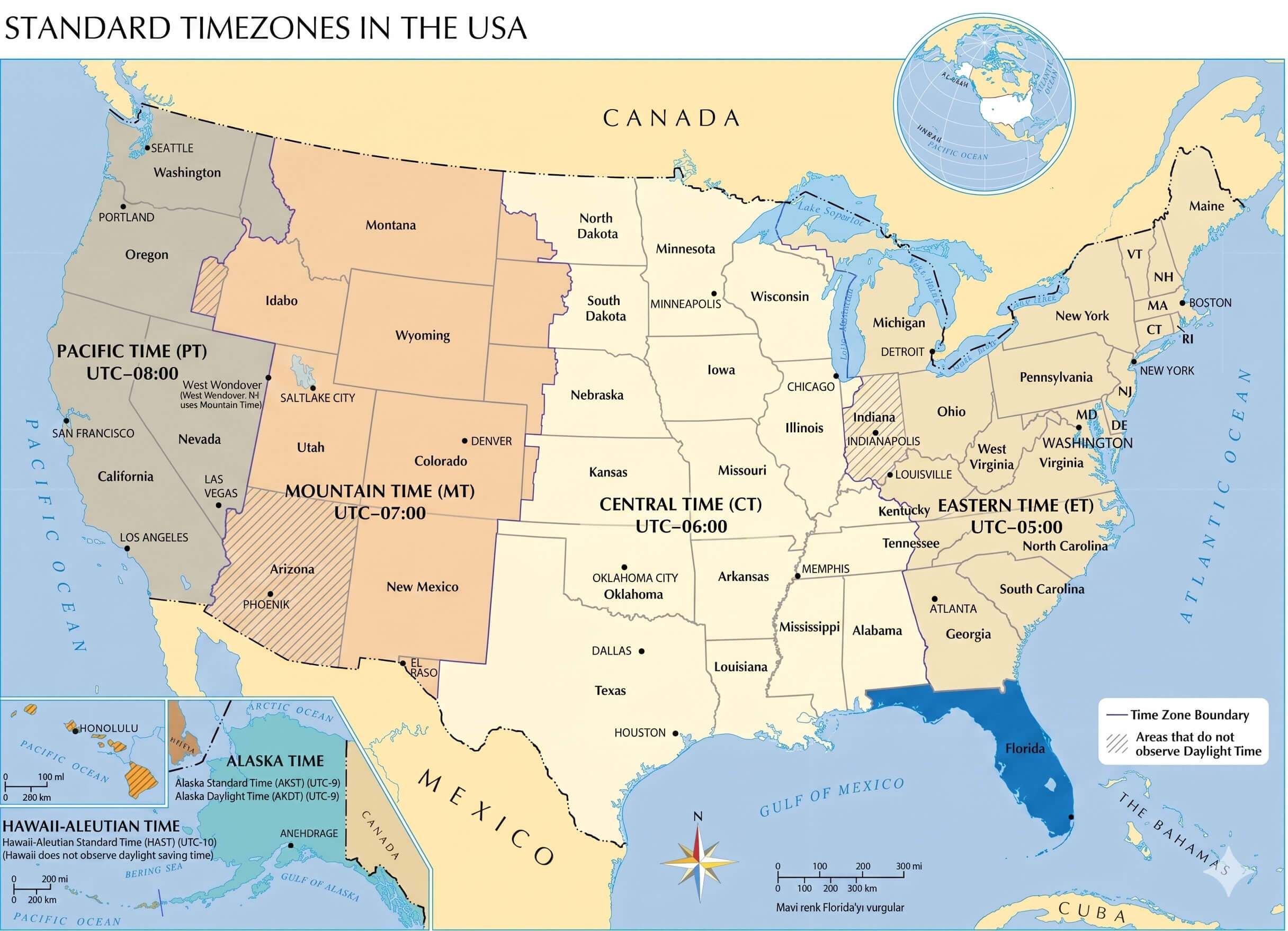 Florida time zone map