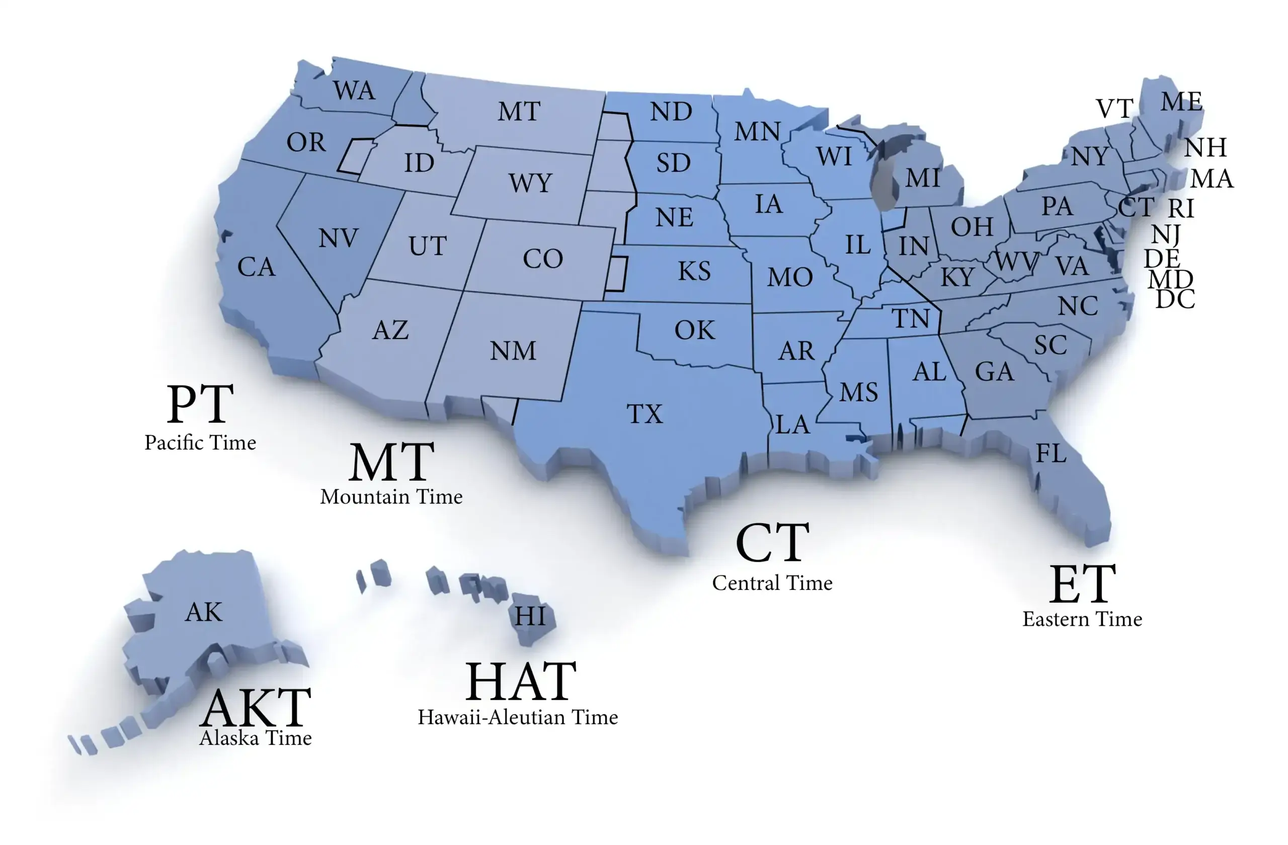Florida United States map with time zones