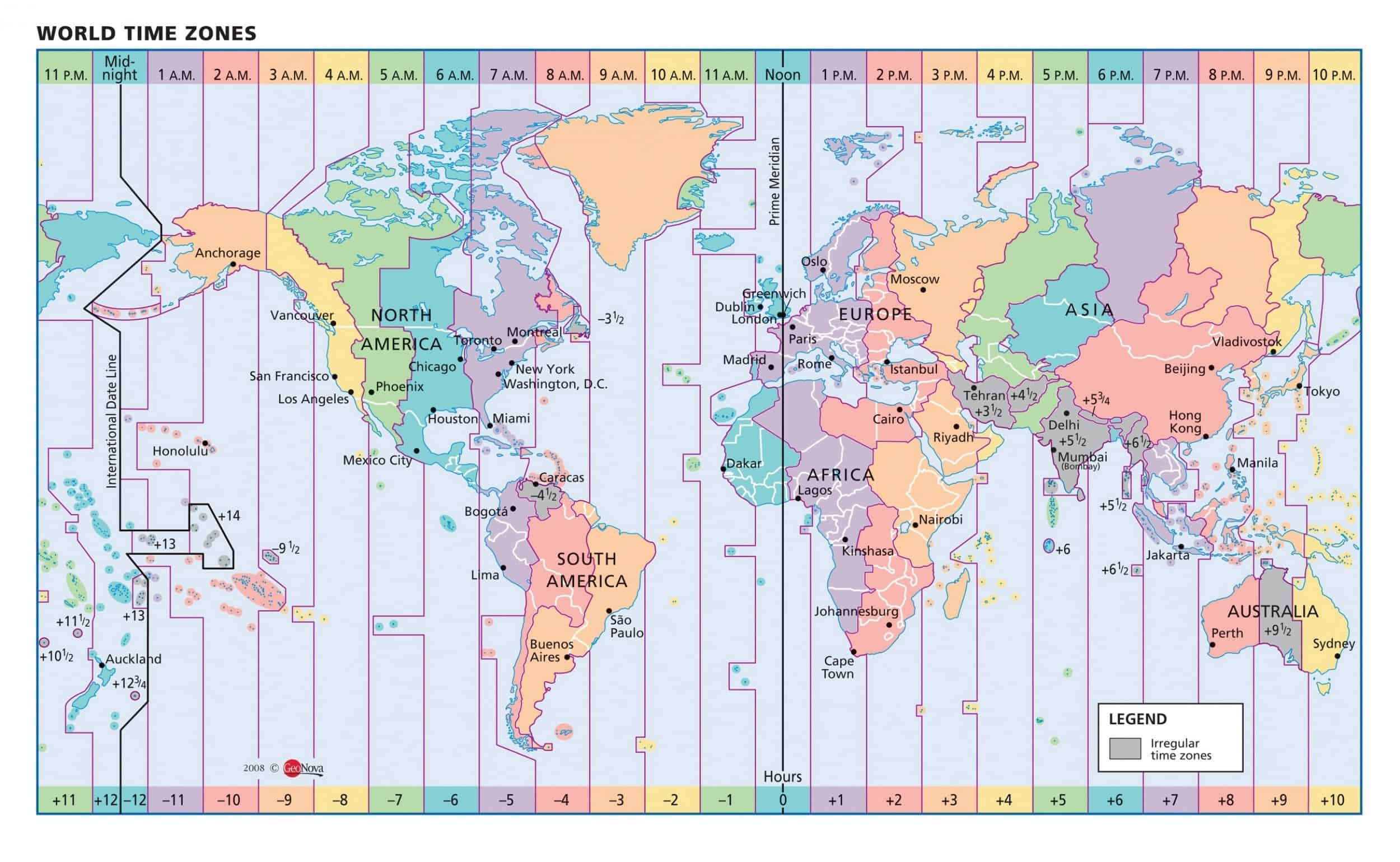 World time zone with US and Florida