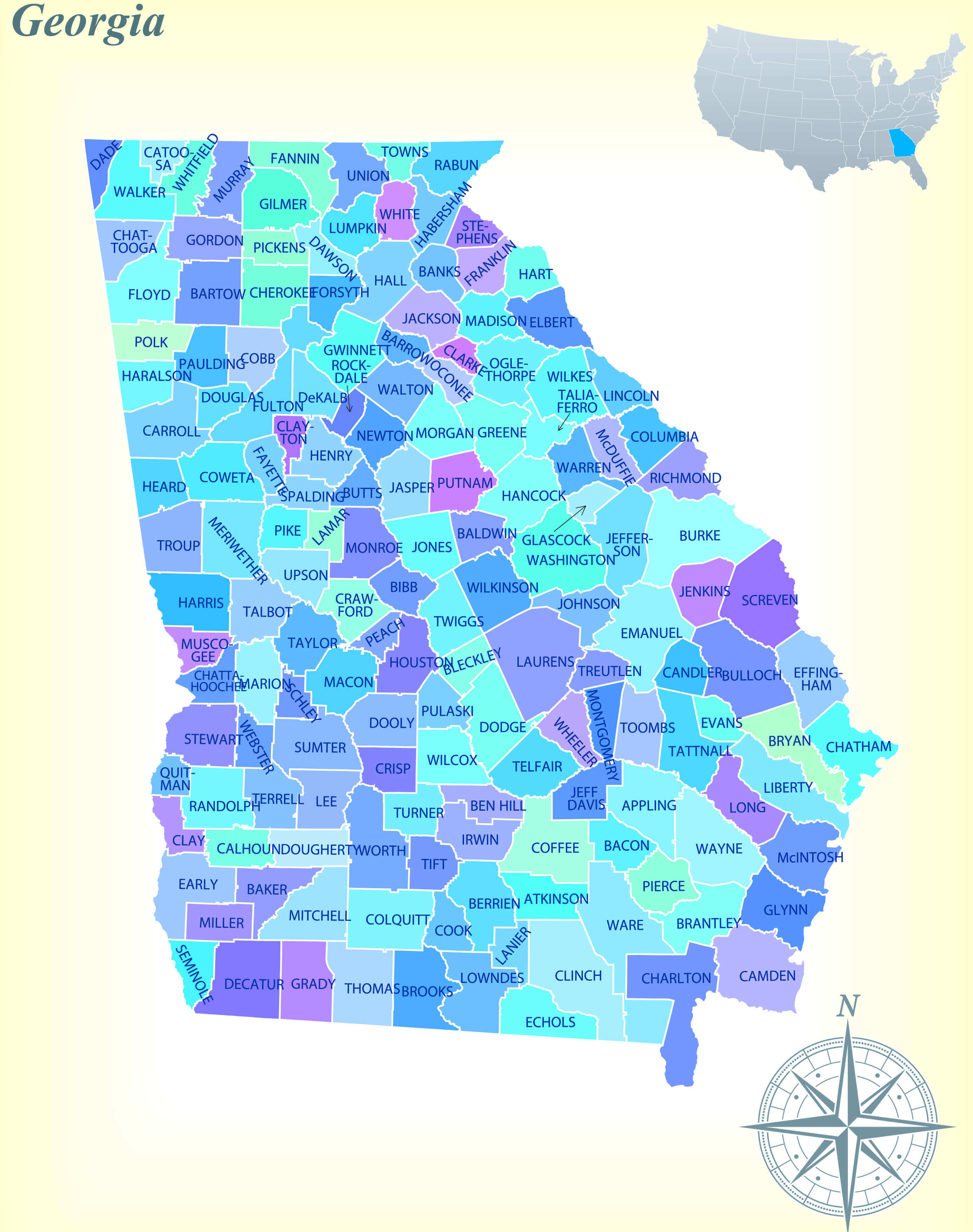 Georgia counties map US
