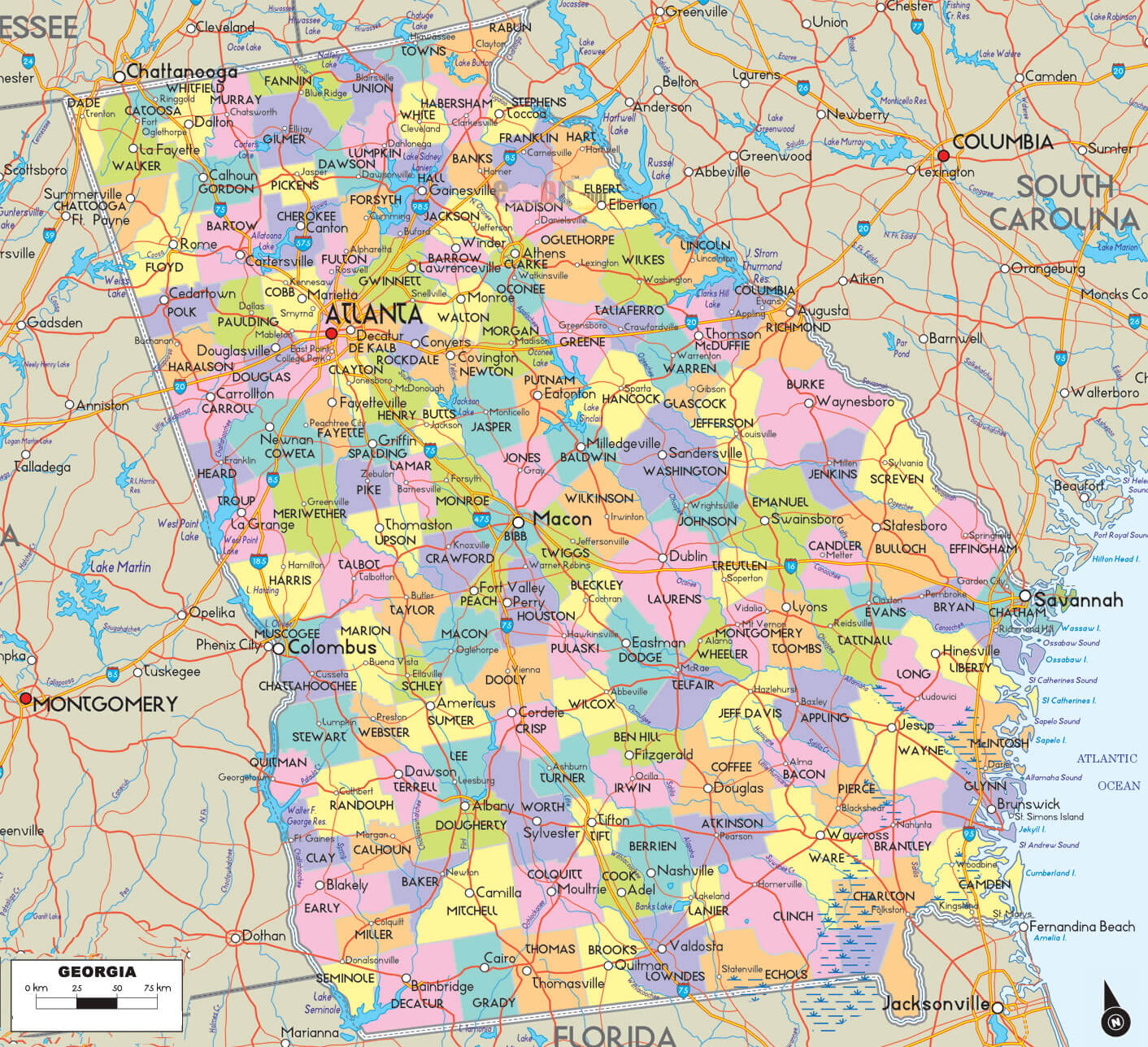 Georgia counties map