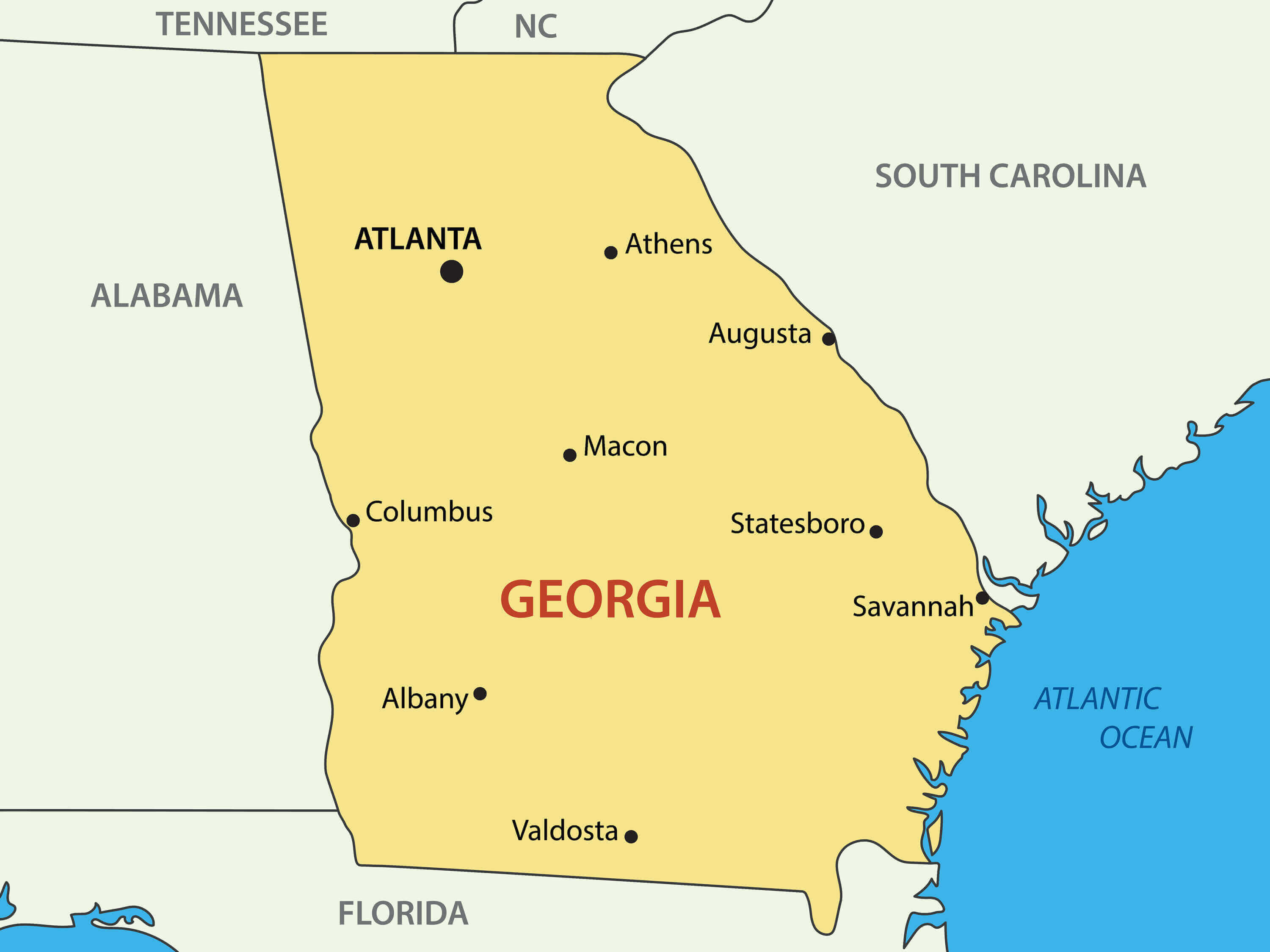 Georgia main cities map