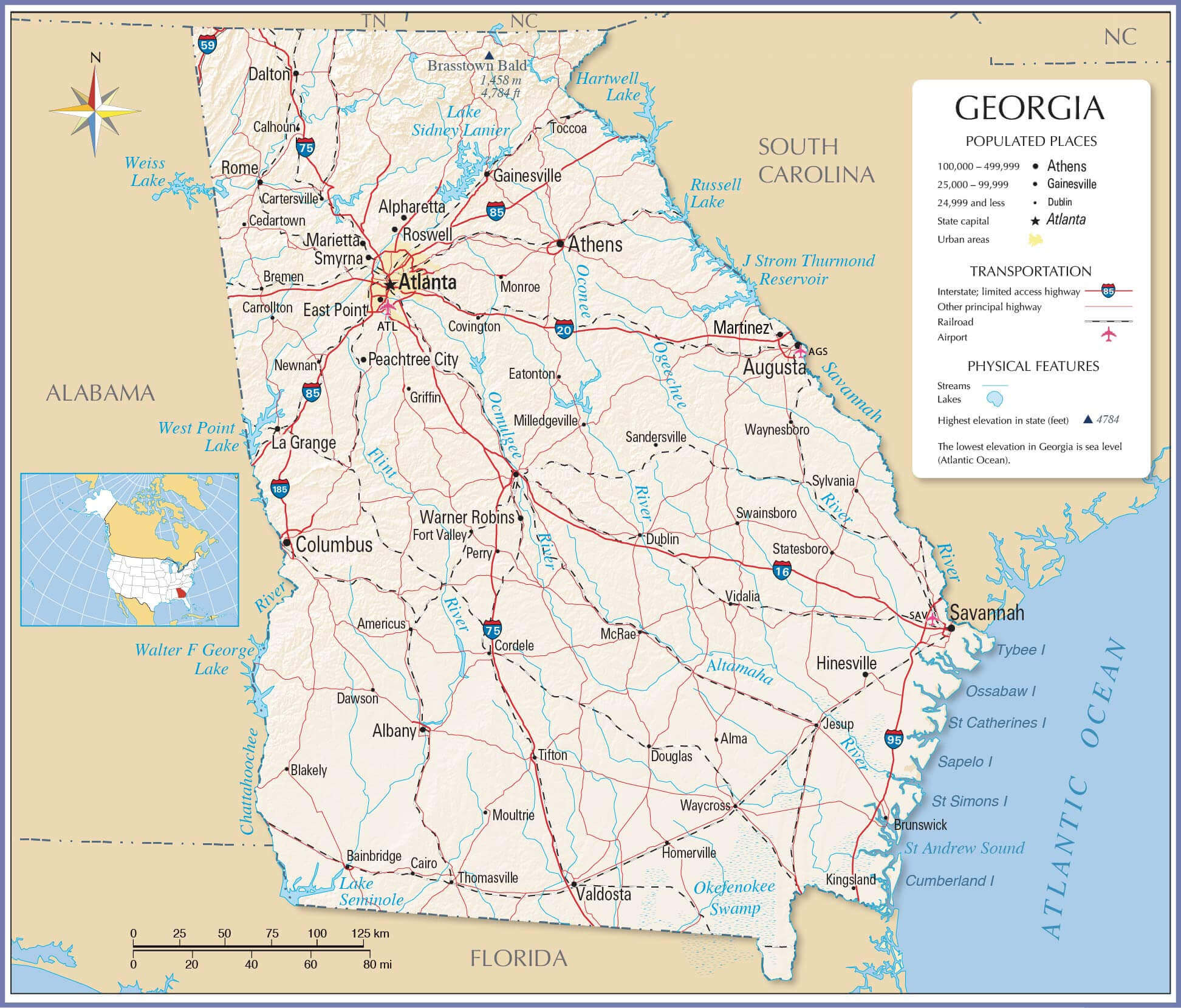 Georgia populated cities map