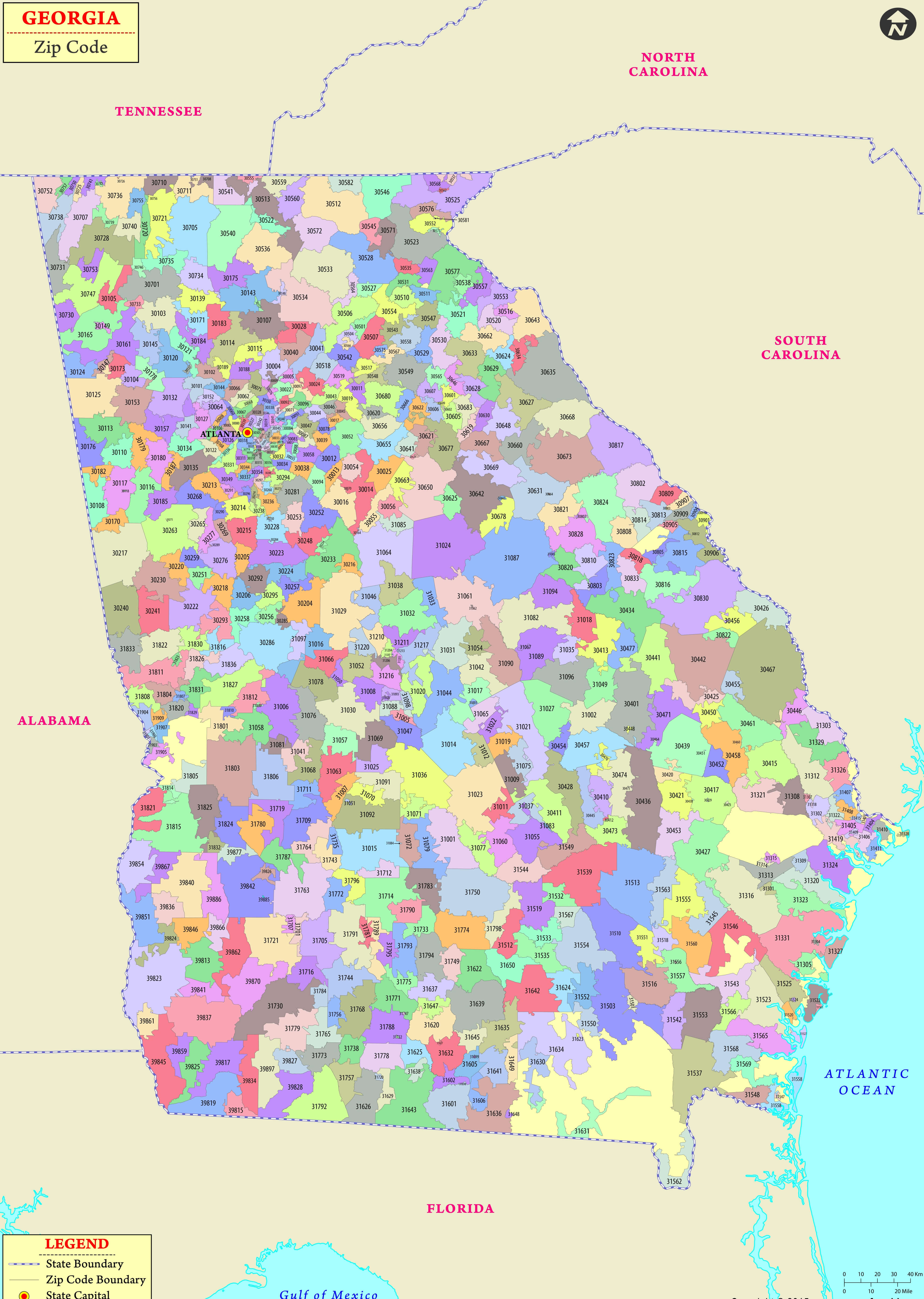 Georgia zip code with county