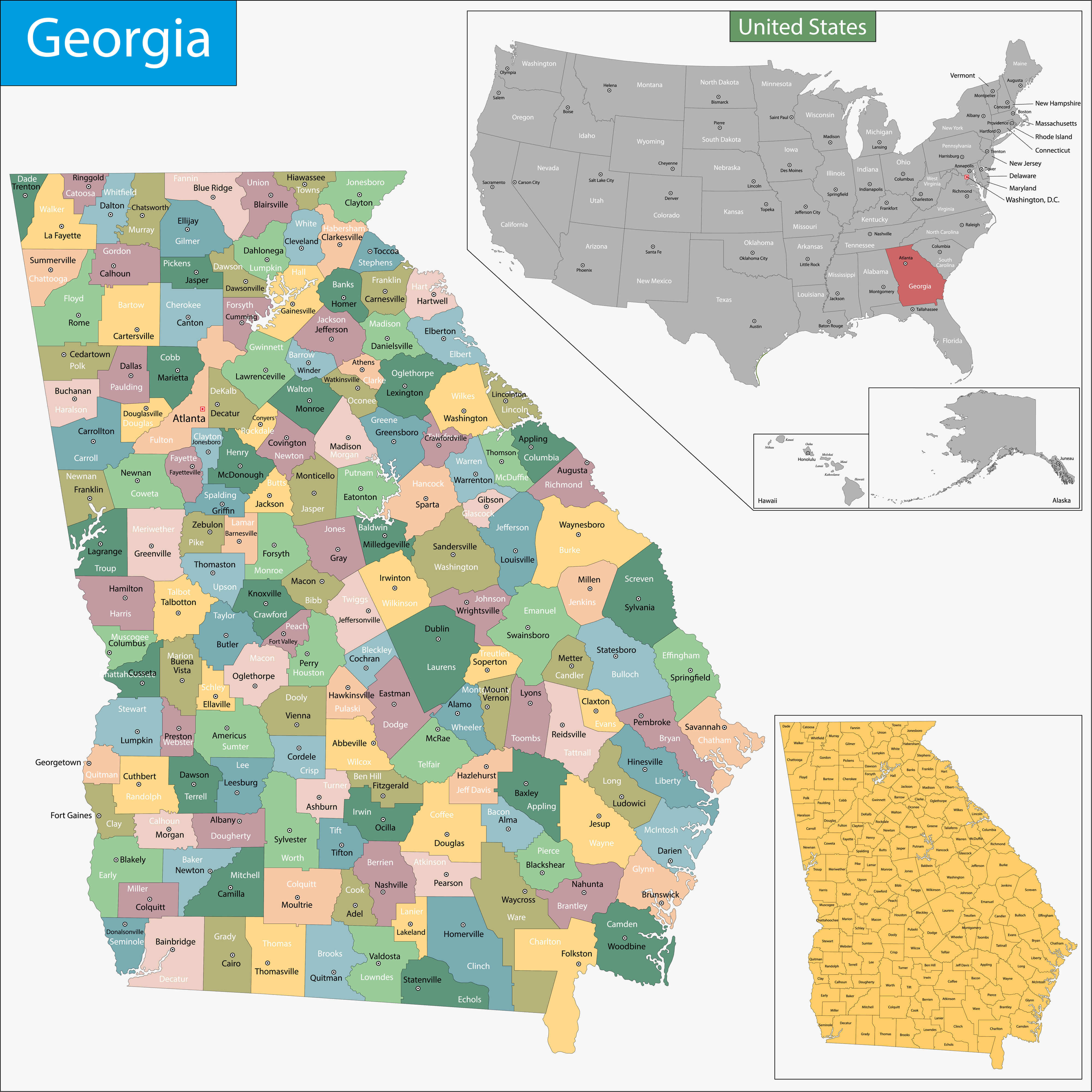 Where is Georgia on the us map with cities	