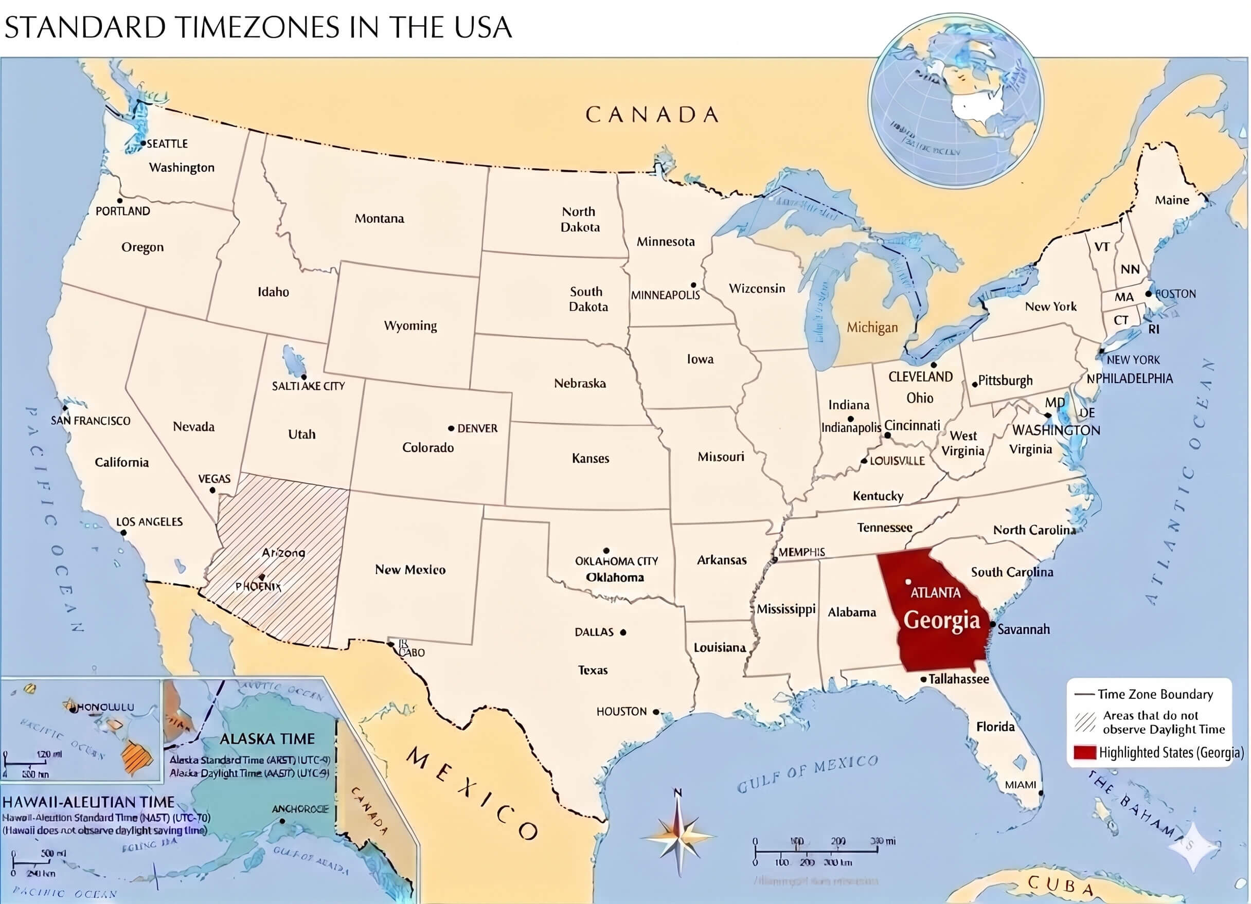 Georgia time zone map