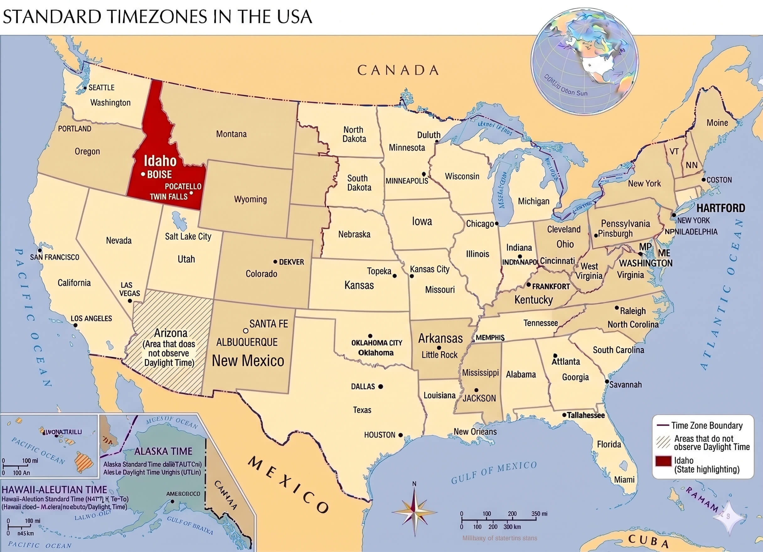Idaho time zone map