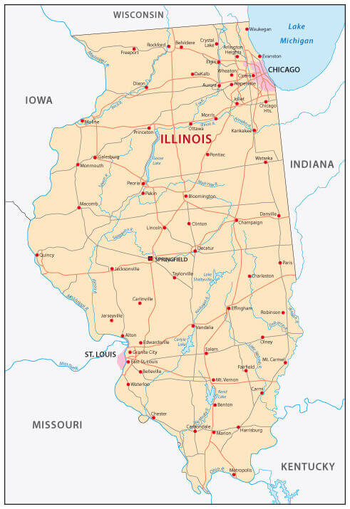 Illinois largest cities and counties map