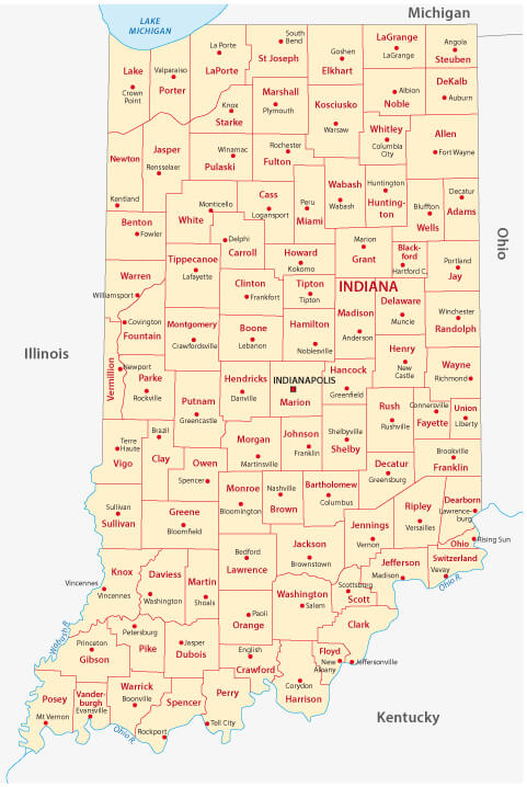 Indiana Cities Map 37 Indiana counties and cities map