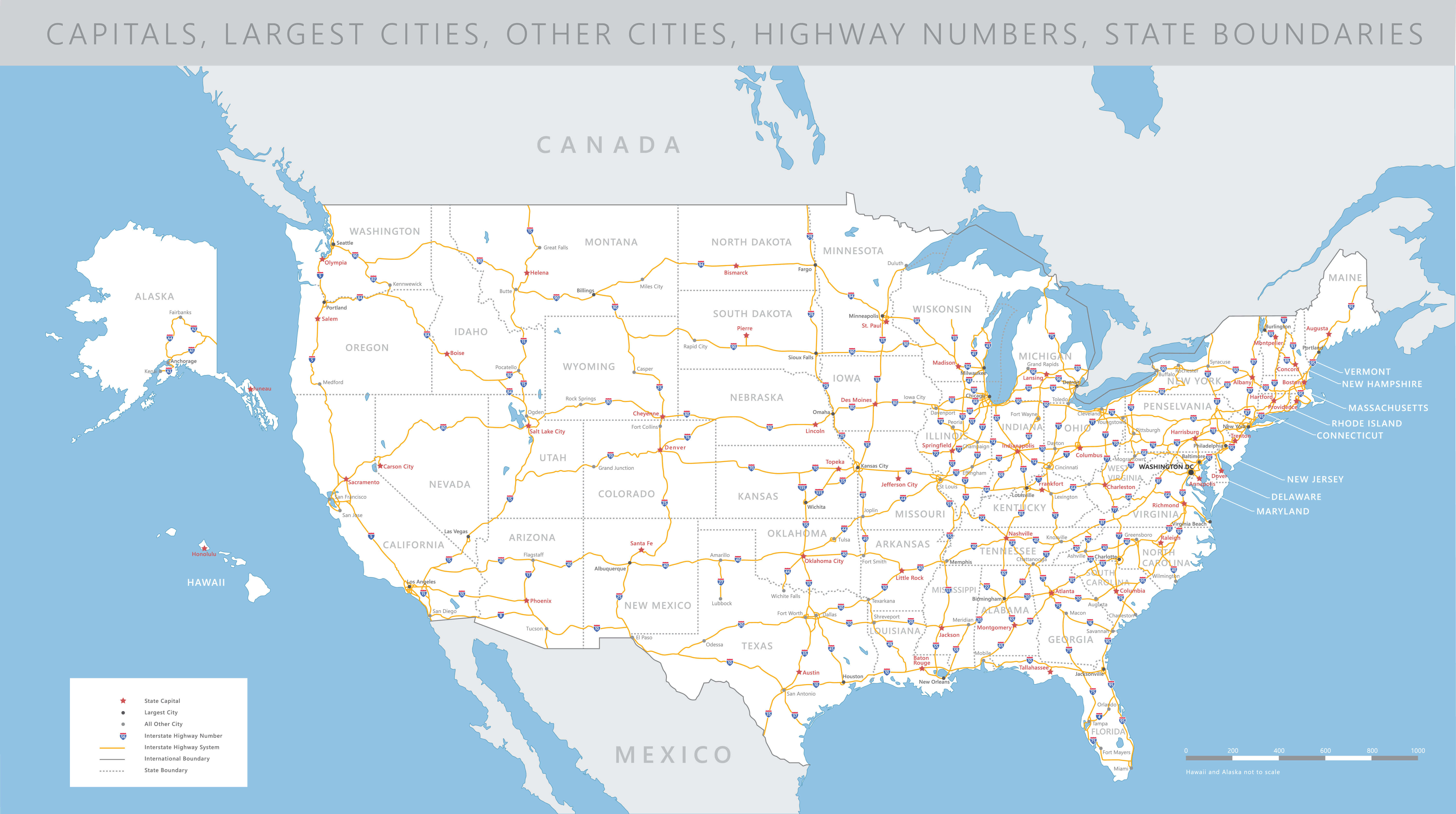 The United States interstates map