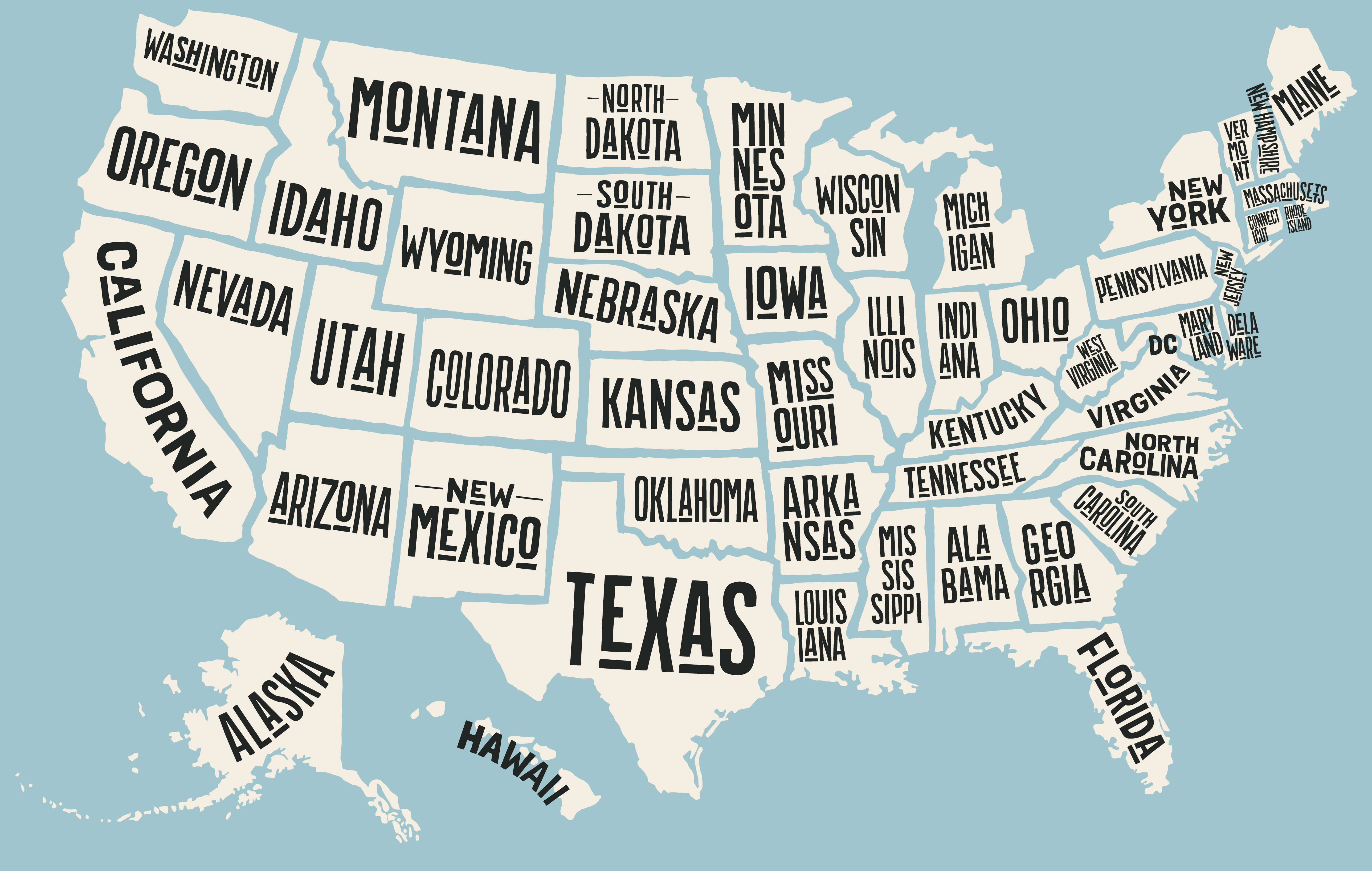United States 50 states map
