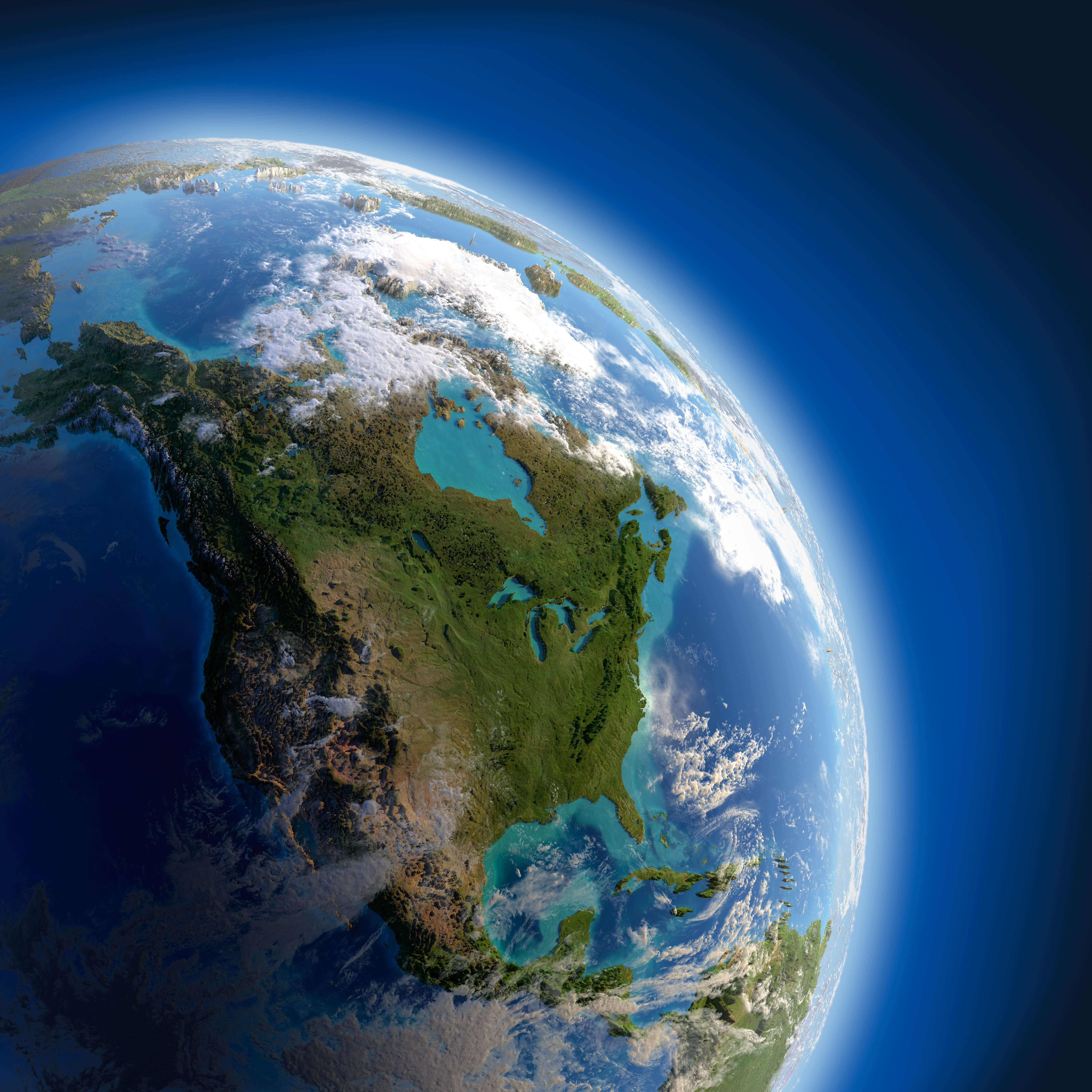 United States and North America satellite view