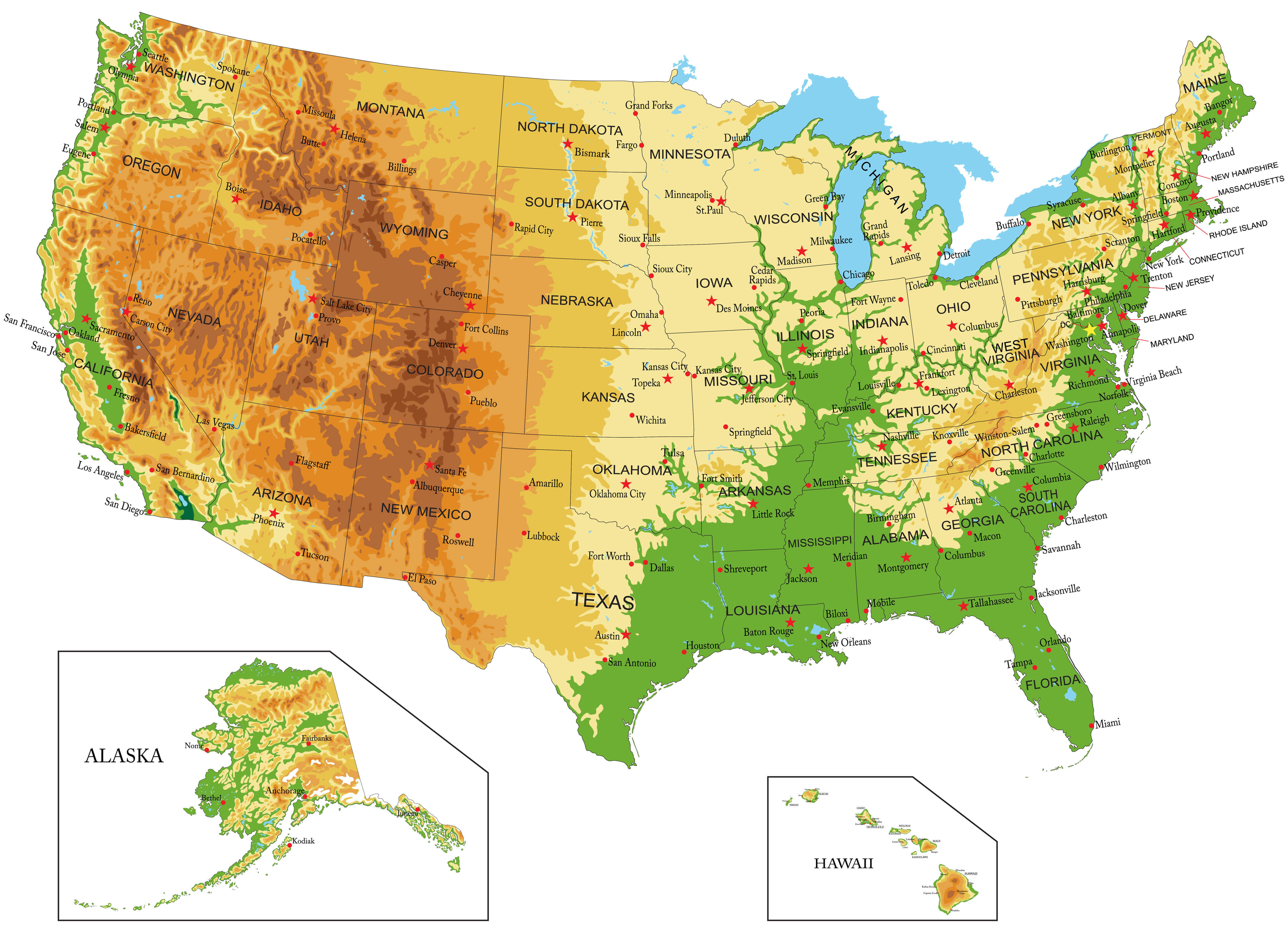 United States of America satellite map
