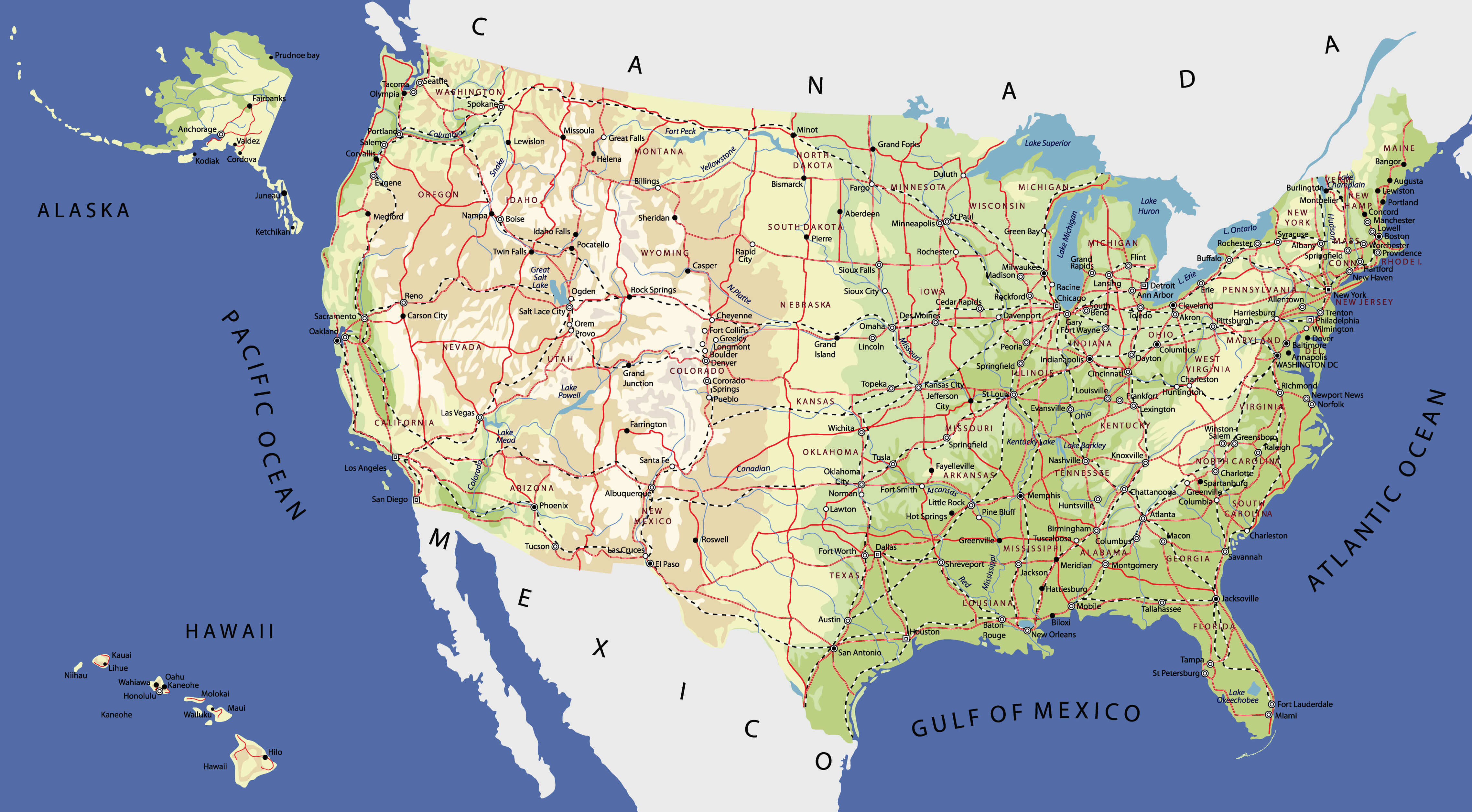 United States physical map
