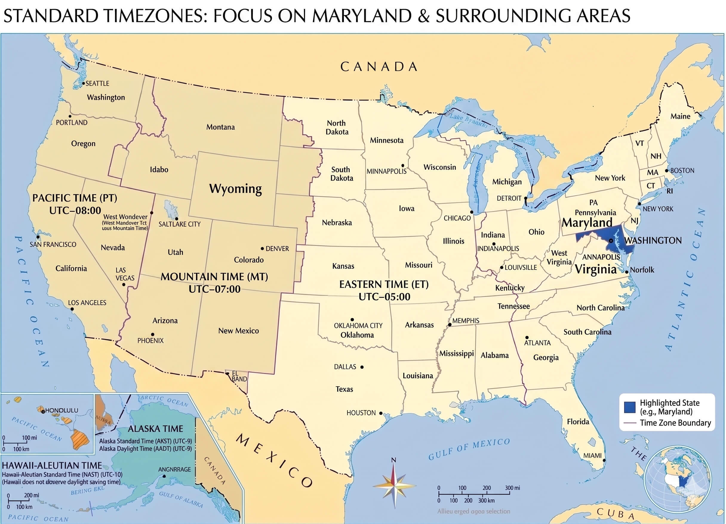 Maryland time zone map