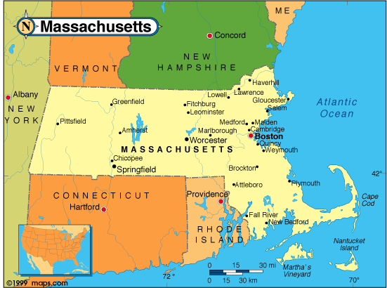 Massachusetts Cities Map 31 Major cities map of Massachusetts