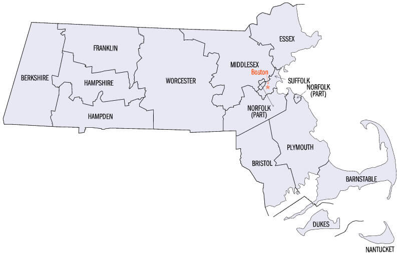 Massachusetts county map