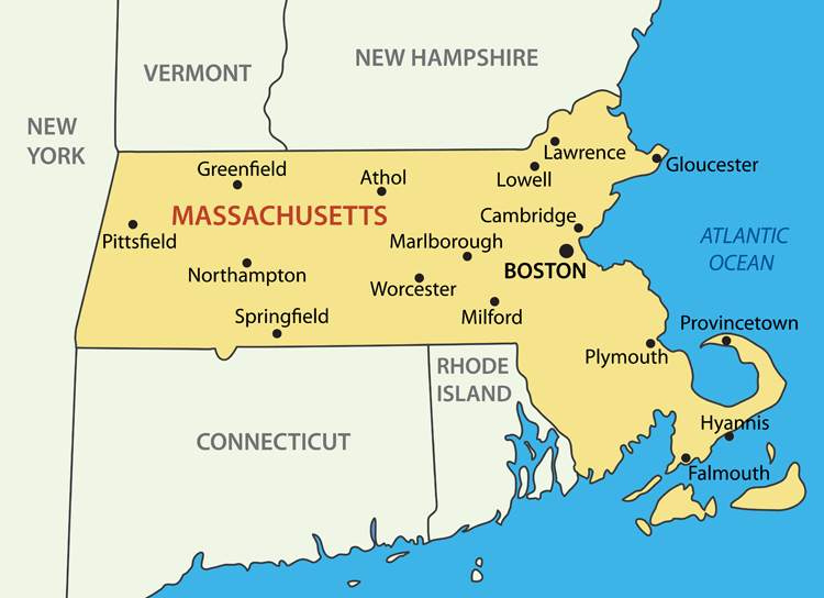 Massachusetts major cities map