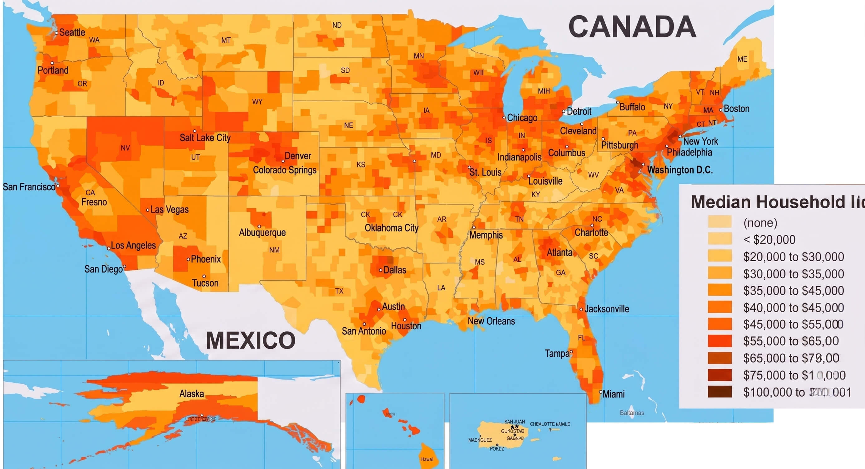 United States income distribution map