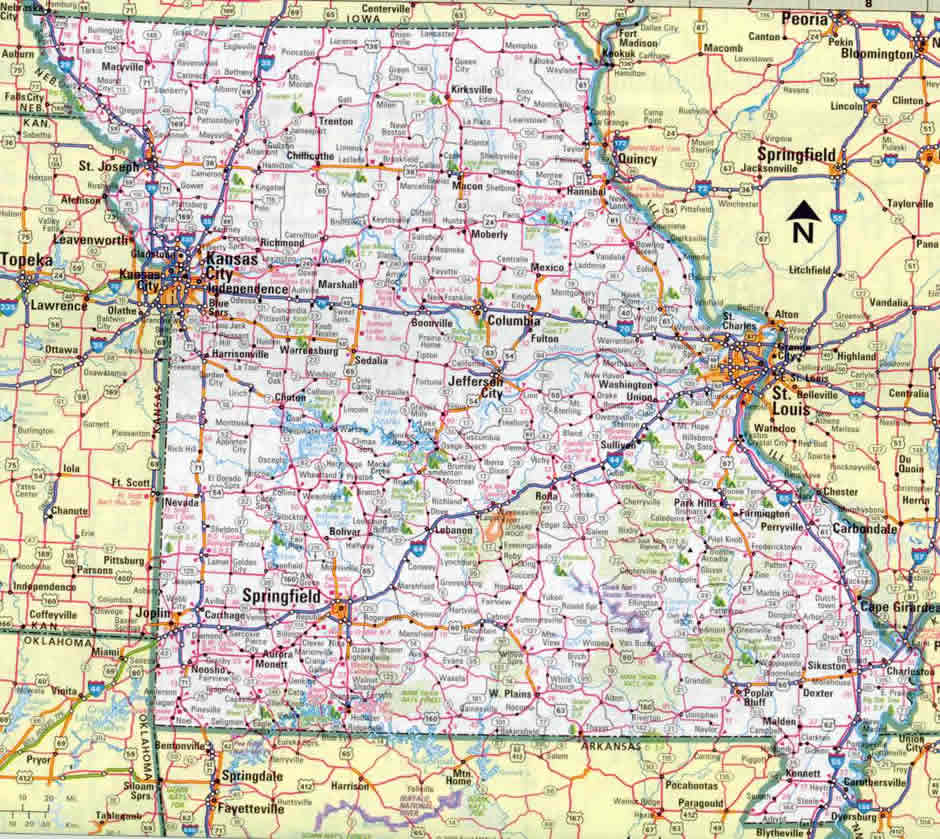 Map of Missouri with metro cities
