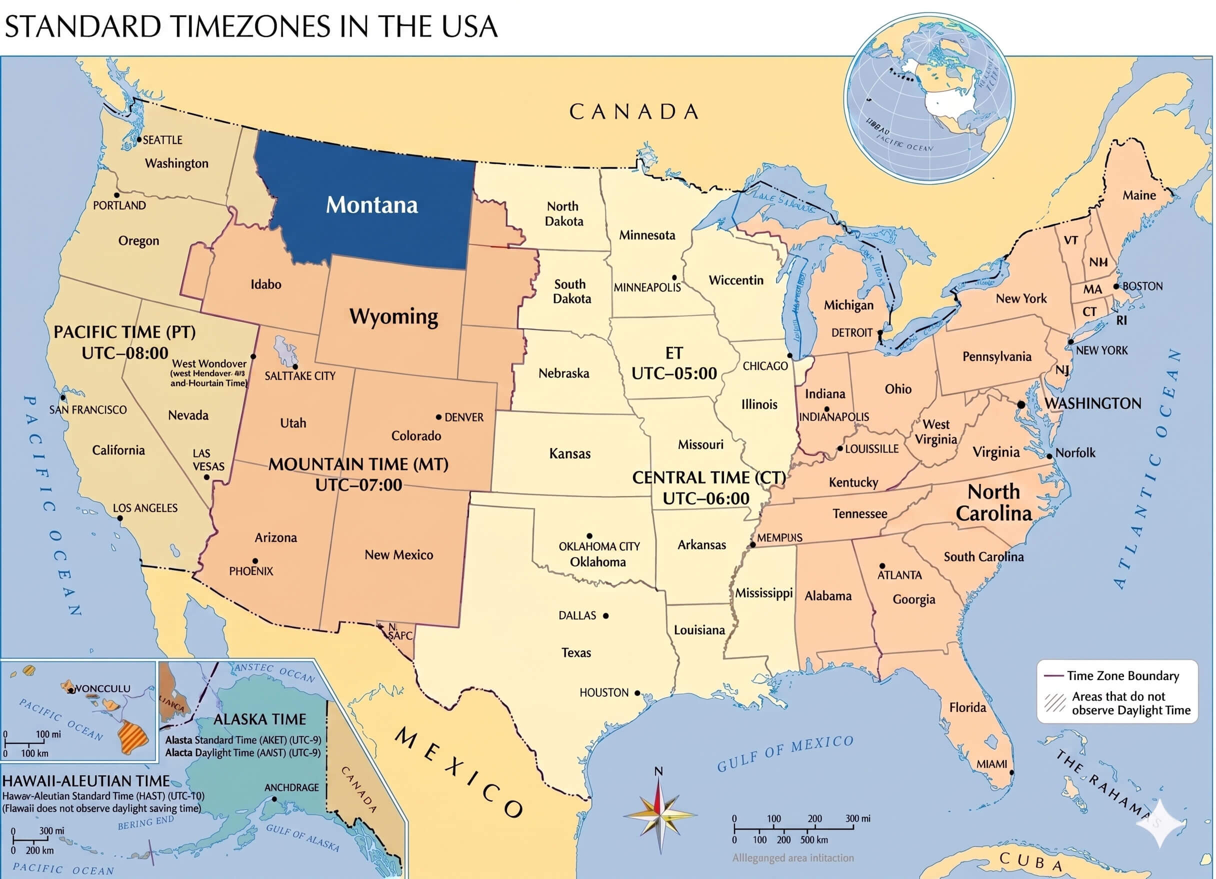 Montana time zone map
