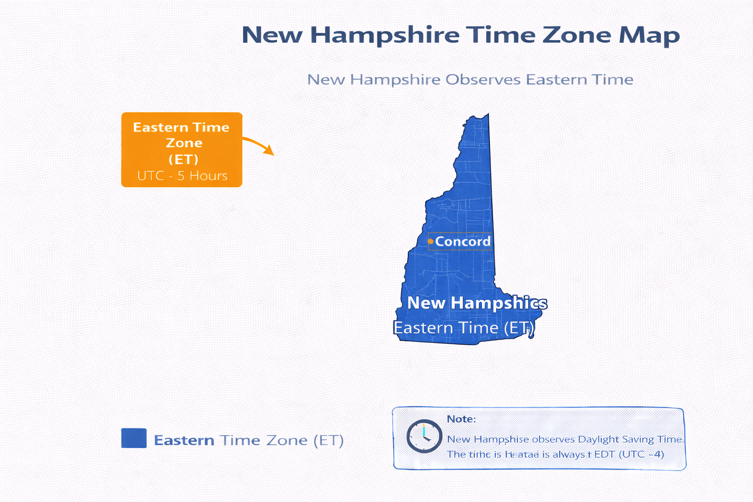 New Hampshire time zone map infographic
