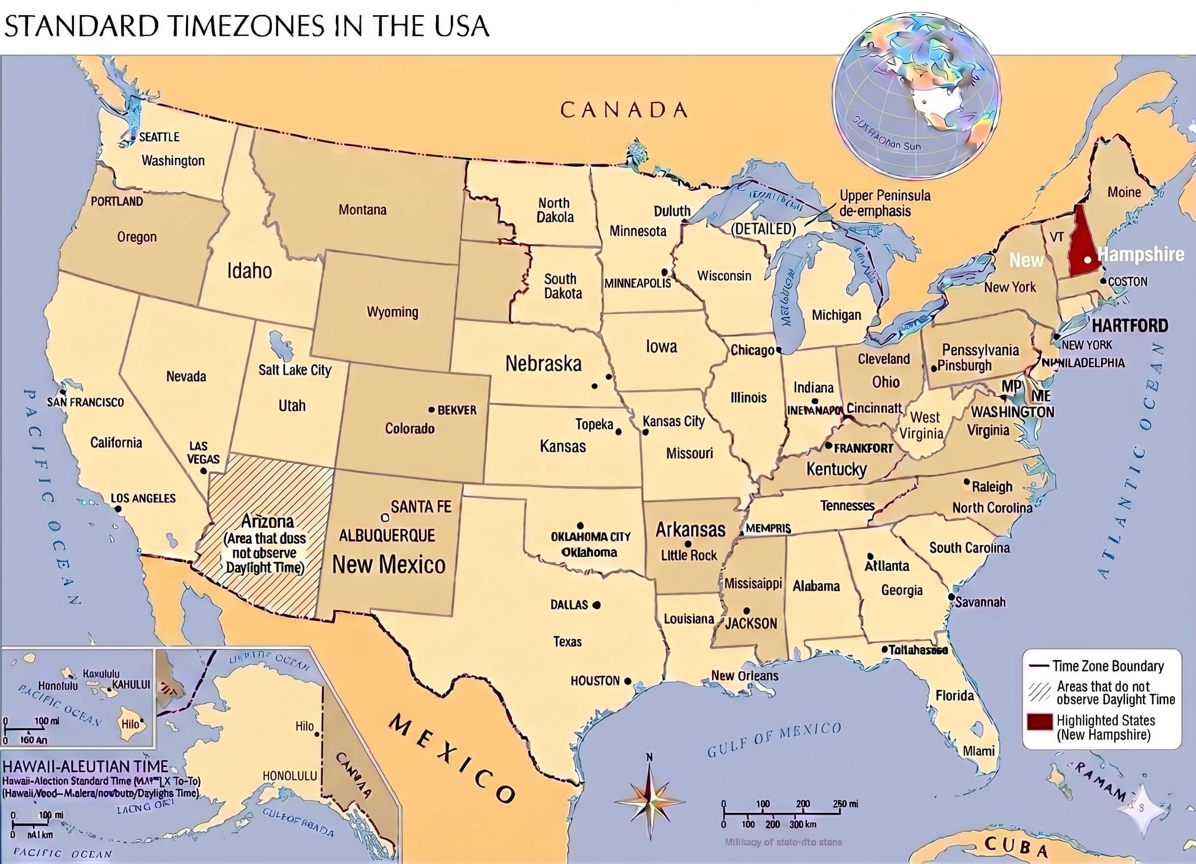 New Hampshire time zone map