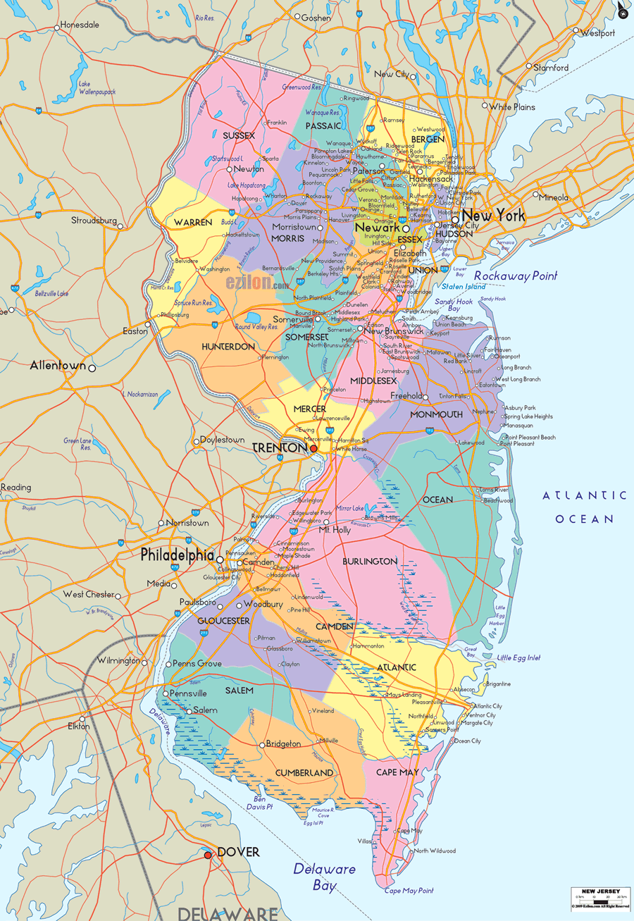 New Jersey Cities Map 23 County map of New Jersey