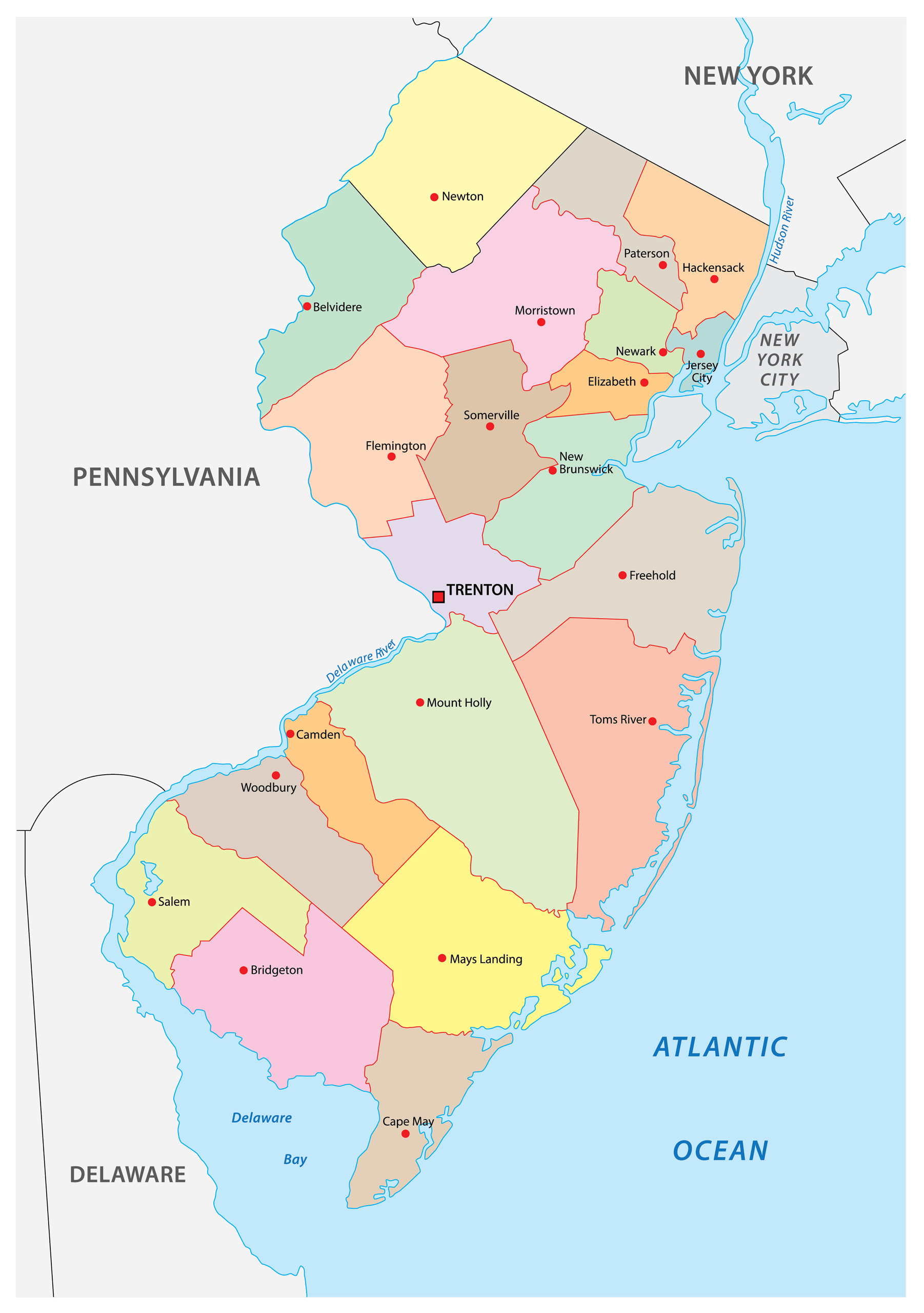 New Jersey administrative map